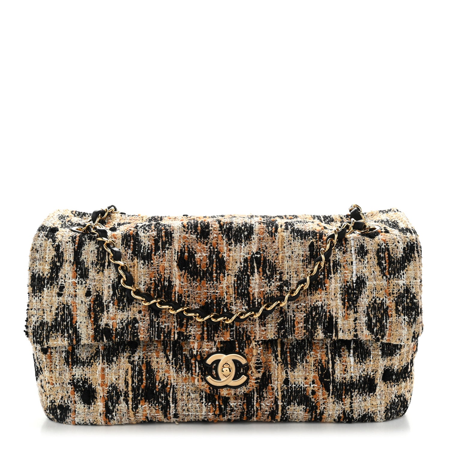 Chanel Tweed Mixed Fibers Leopard Print Small Souplissimo Maxi