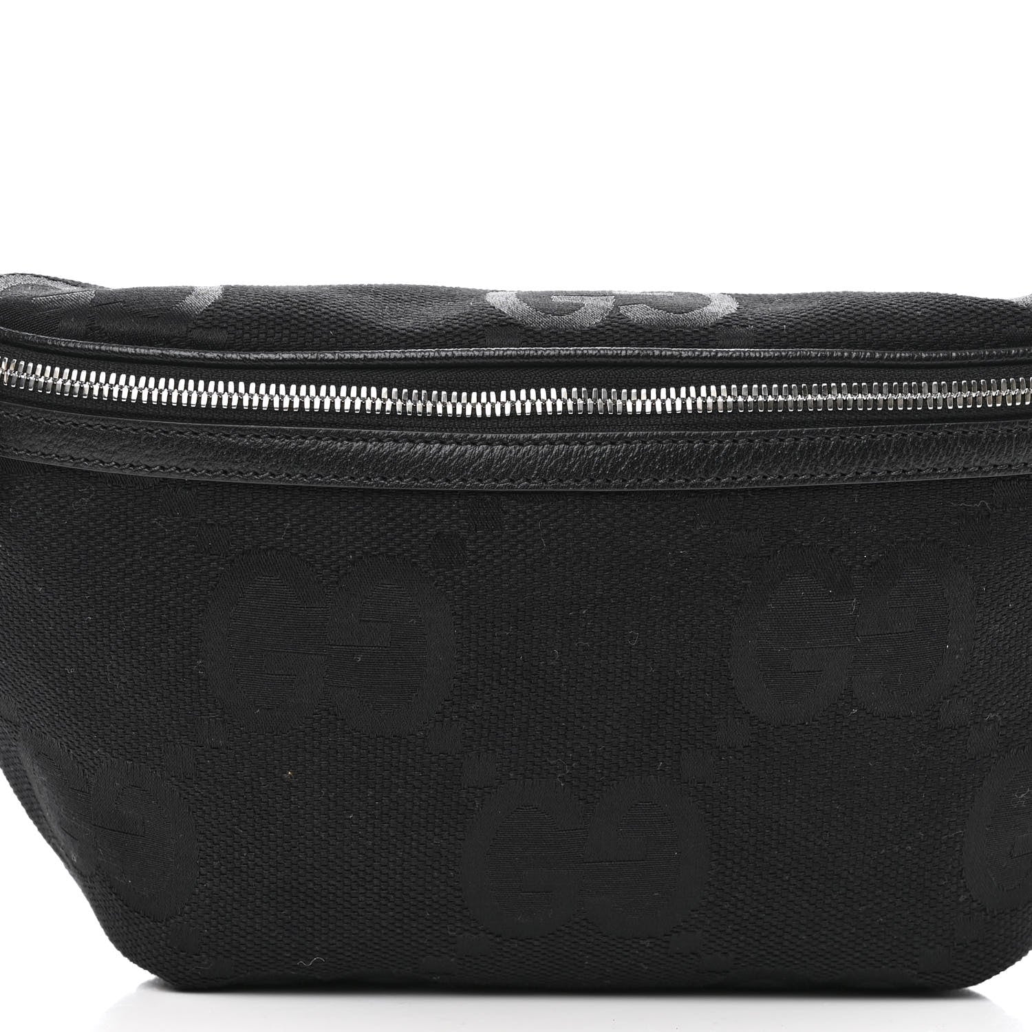 Gucci Monogram Jumbo GG Textured Dollar Calfskin Web Belt Bag Black 7 of 10