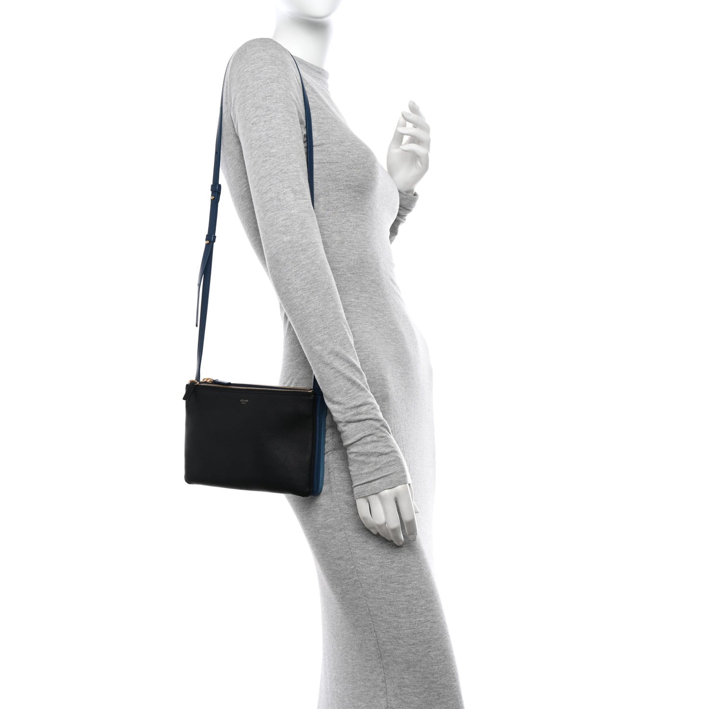 Lambskin Small Trio Crossbody Bag Black Blue