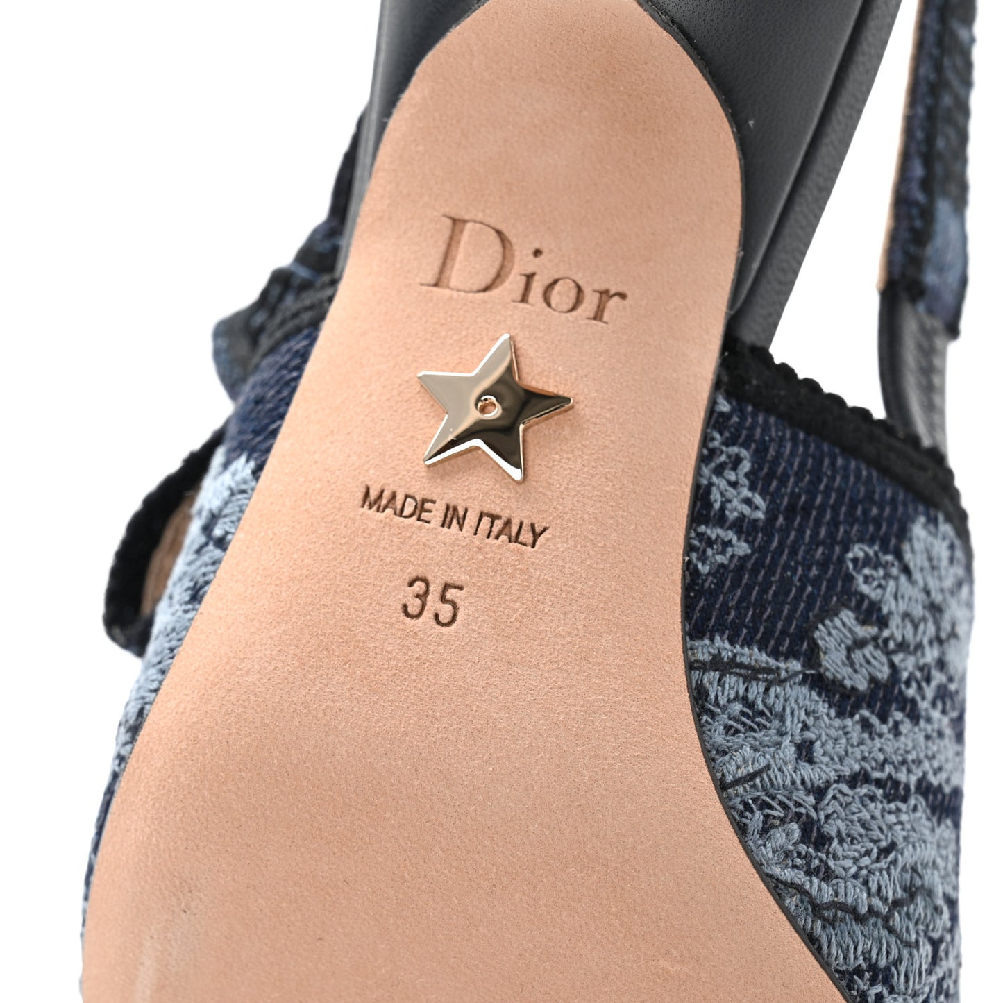 Denim Ribbon Floral Print J Adior Slingback 65mm Pumps 35 Blue Multicolor