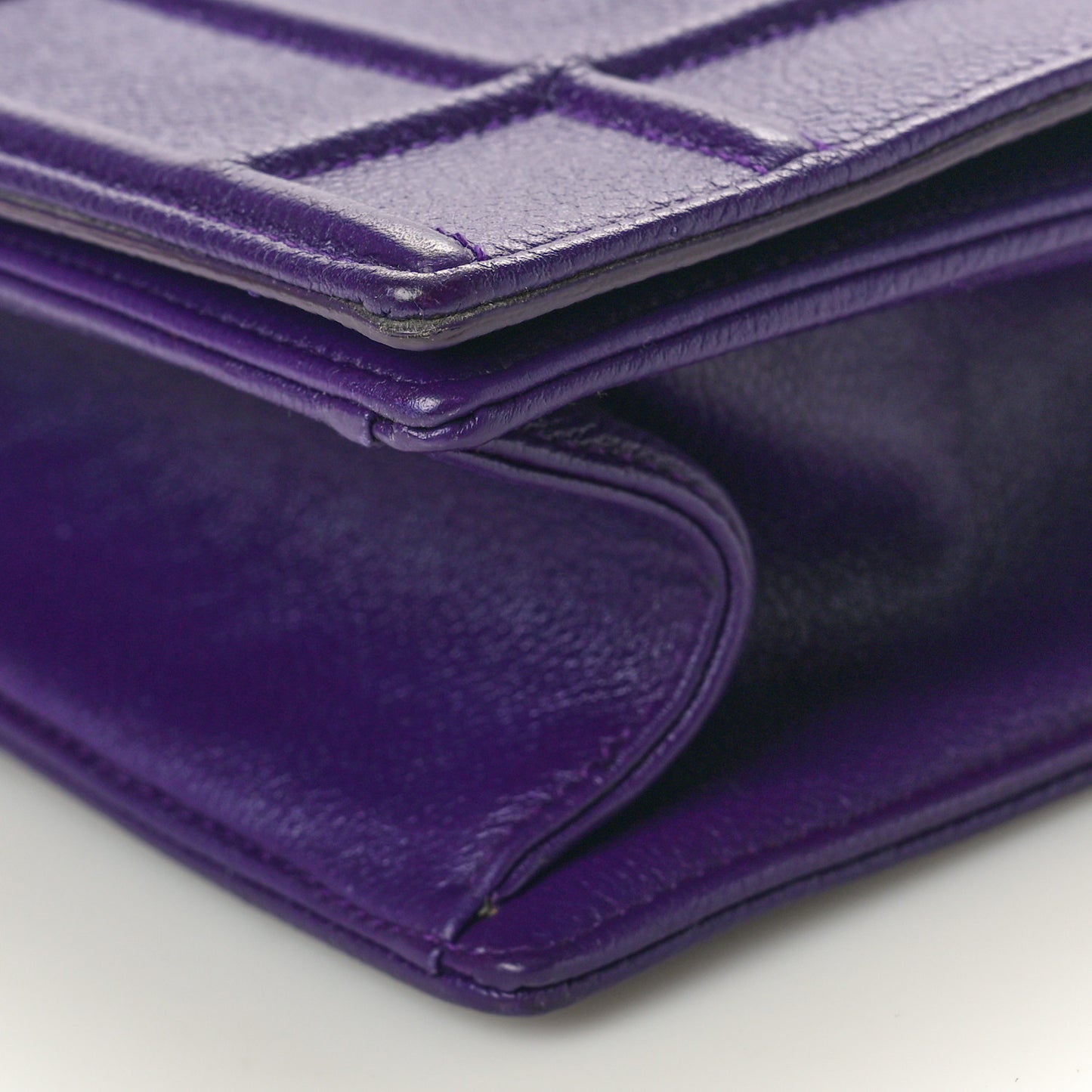 Grained Calfskin Medium Diorama Flap Bag Purple