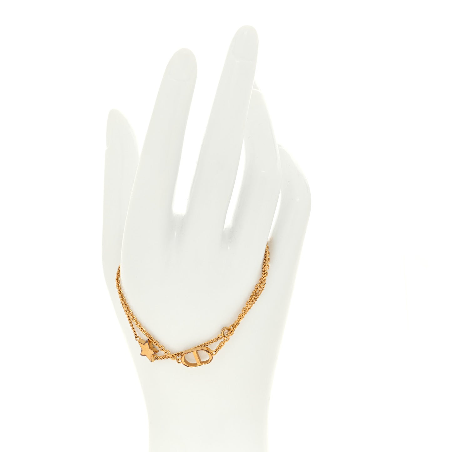 Metal Crystal Petit CD Double Bracelet Gold