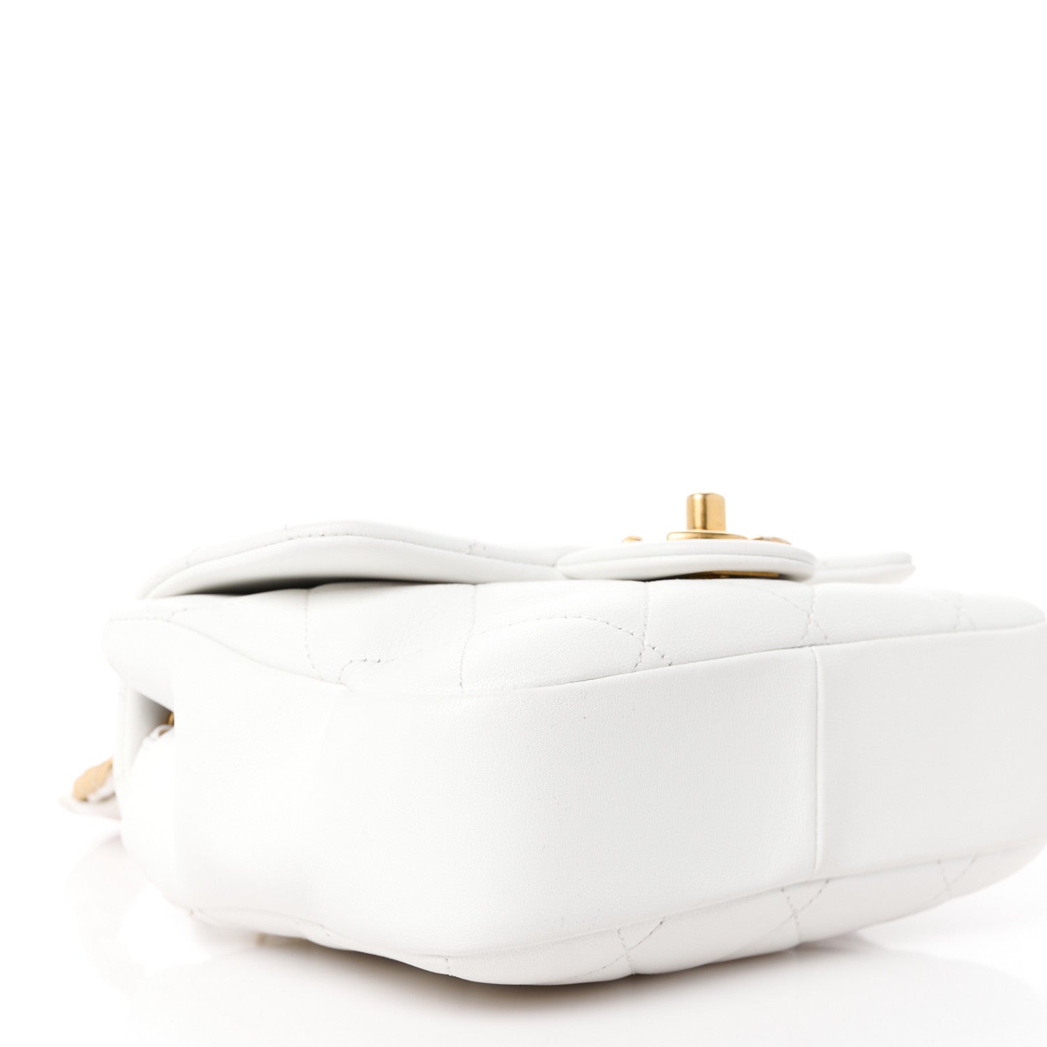 Chanel Lambskin Quilted Small Circular Handle Bag White 10 of 11