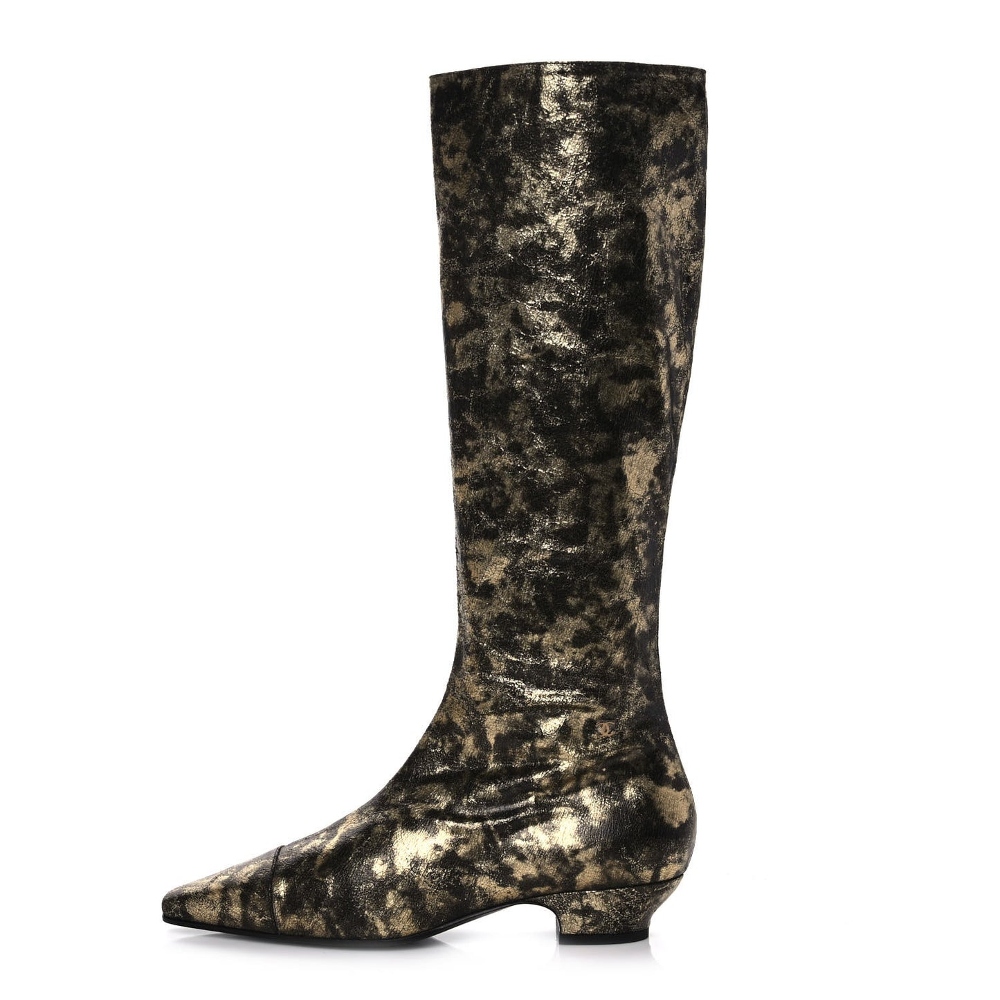 Laminated Goatskin High Boots 39.5 Gold