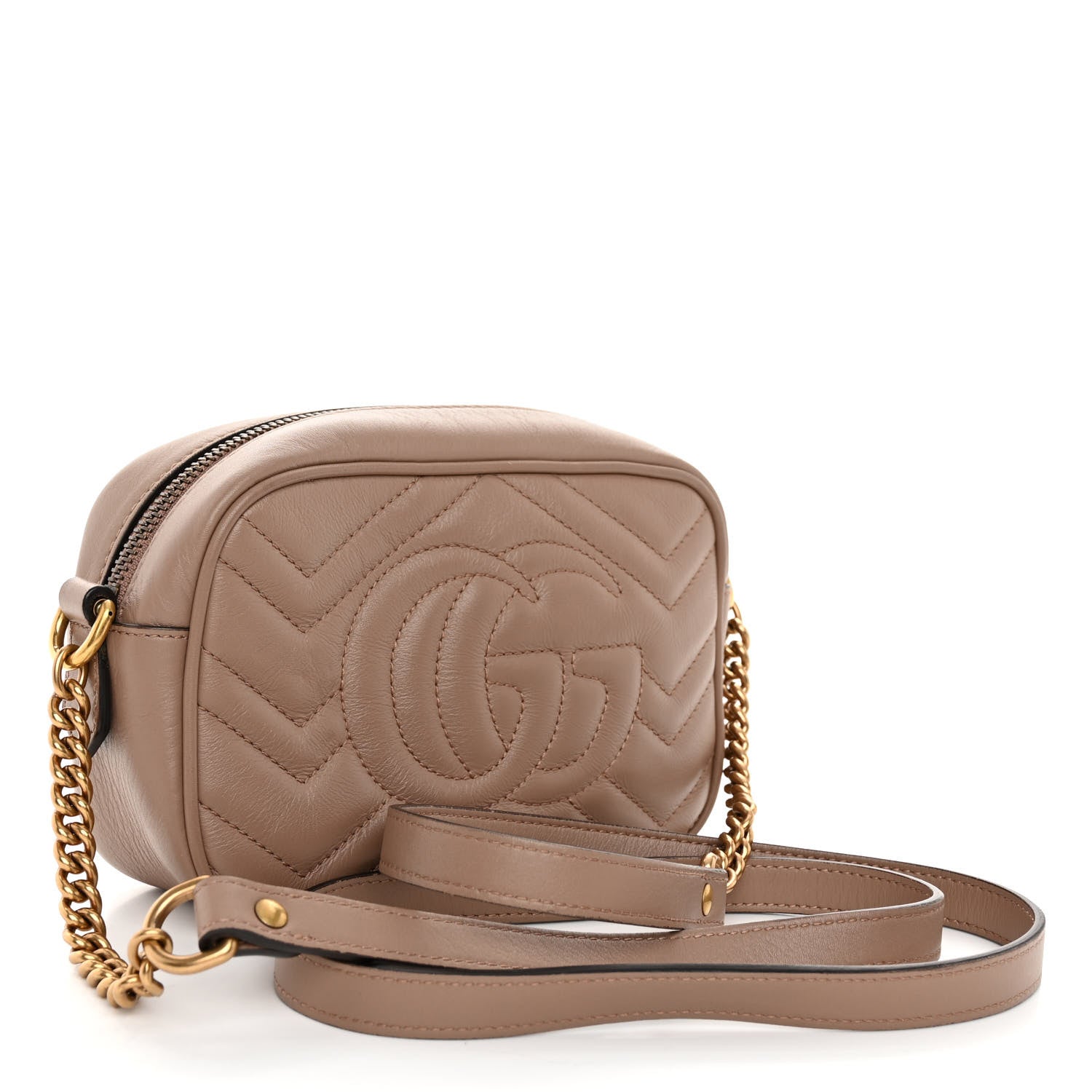 Gucci Calfskin Matelasse Mini GG Marmont Chain Shoulder Bag Porcelain Rose 3 of 10