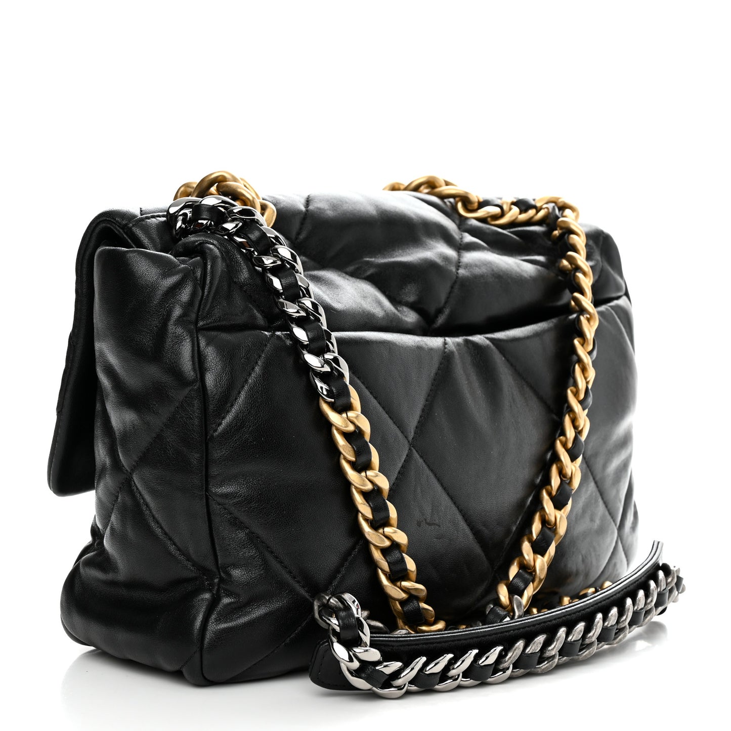 Lambskin Quilted Large Chanel 19 Flap Black