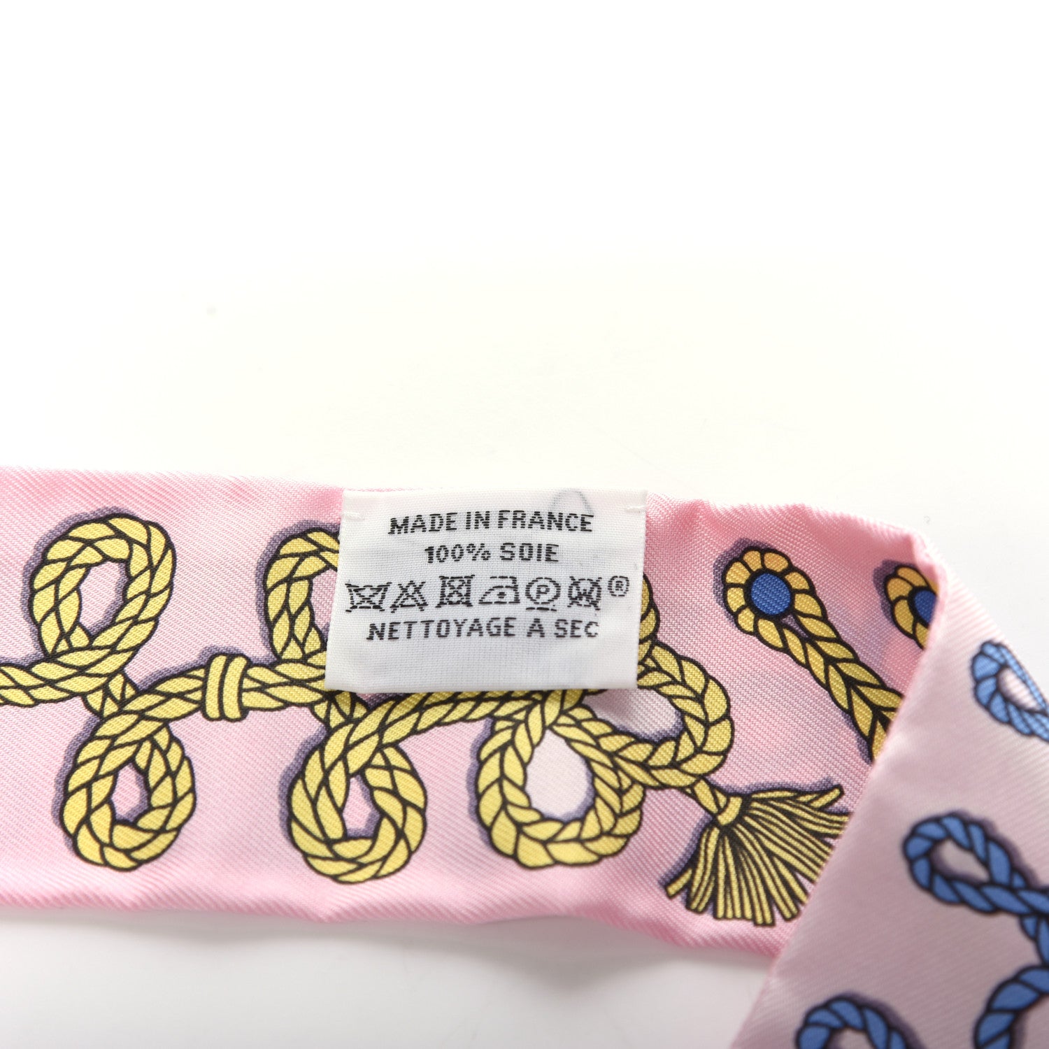 Hermes Silk Galons Et Brandebourg Twilly Rose Pale Bleu Jean 3 of 3