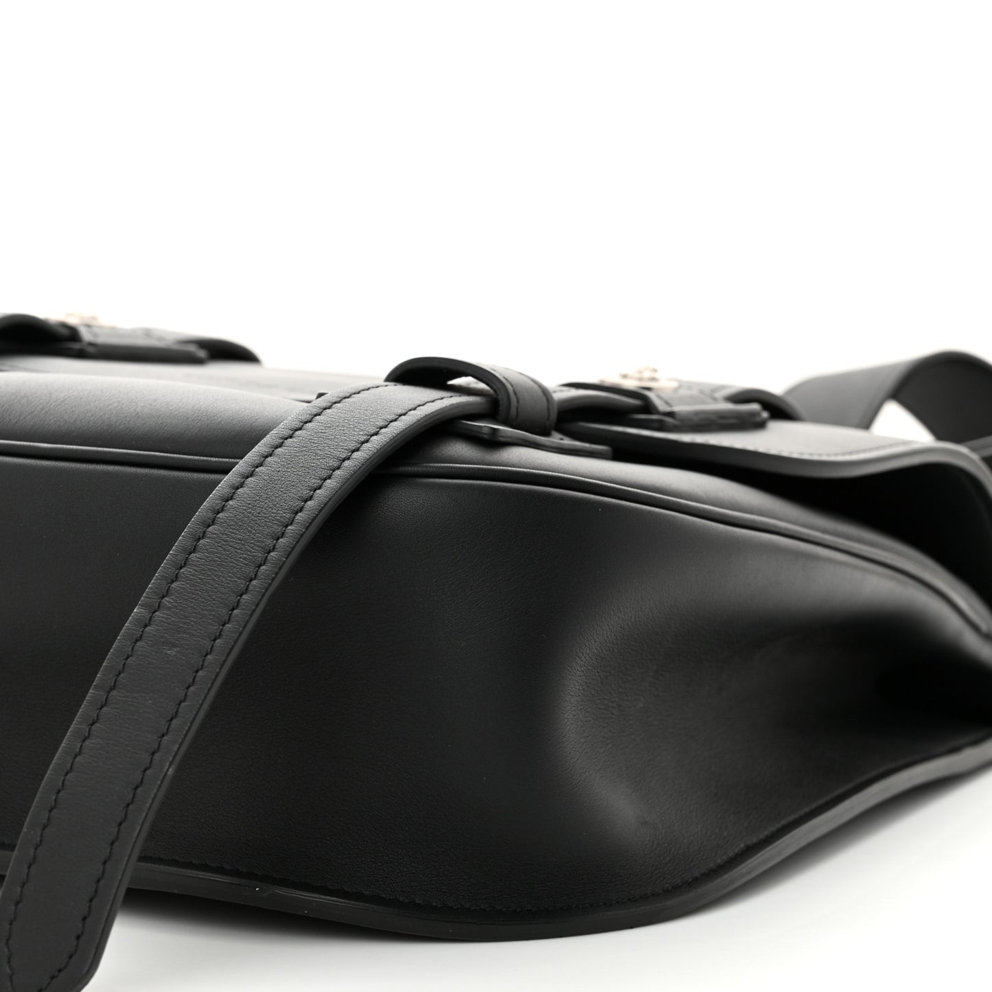 Calfskin Small Biker Chain Satchel Black