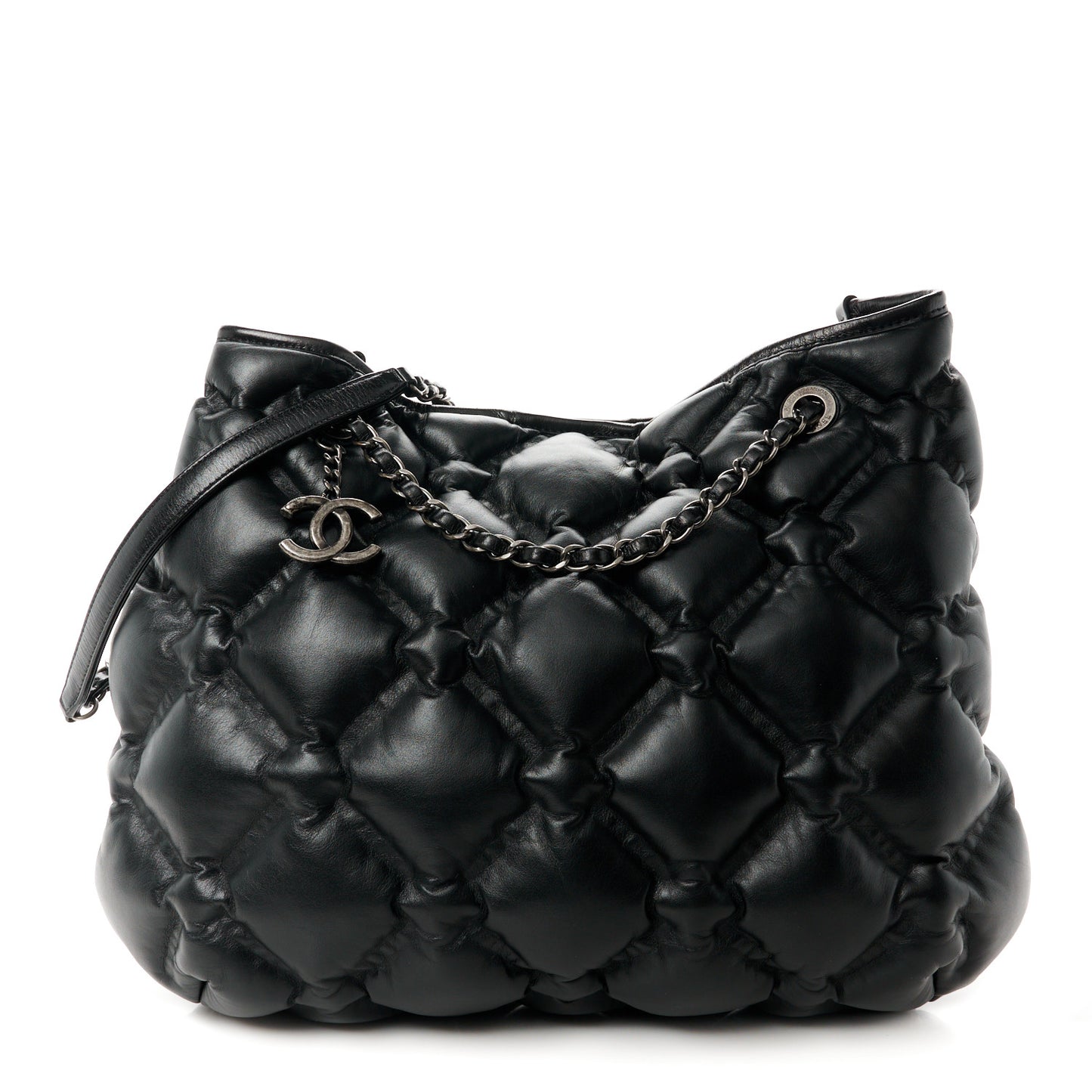 Calfskin Quilted Chesterfield Shoulder Bag Black