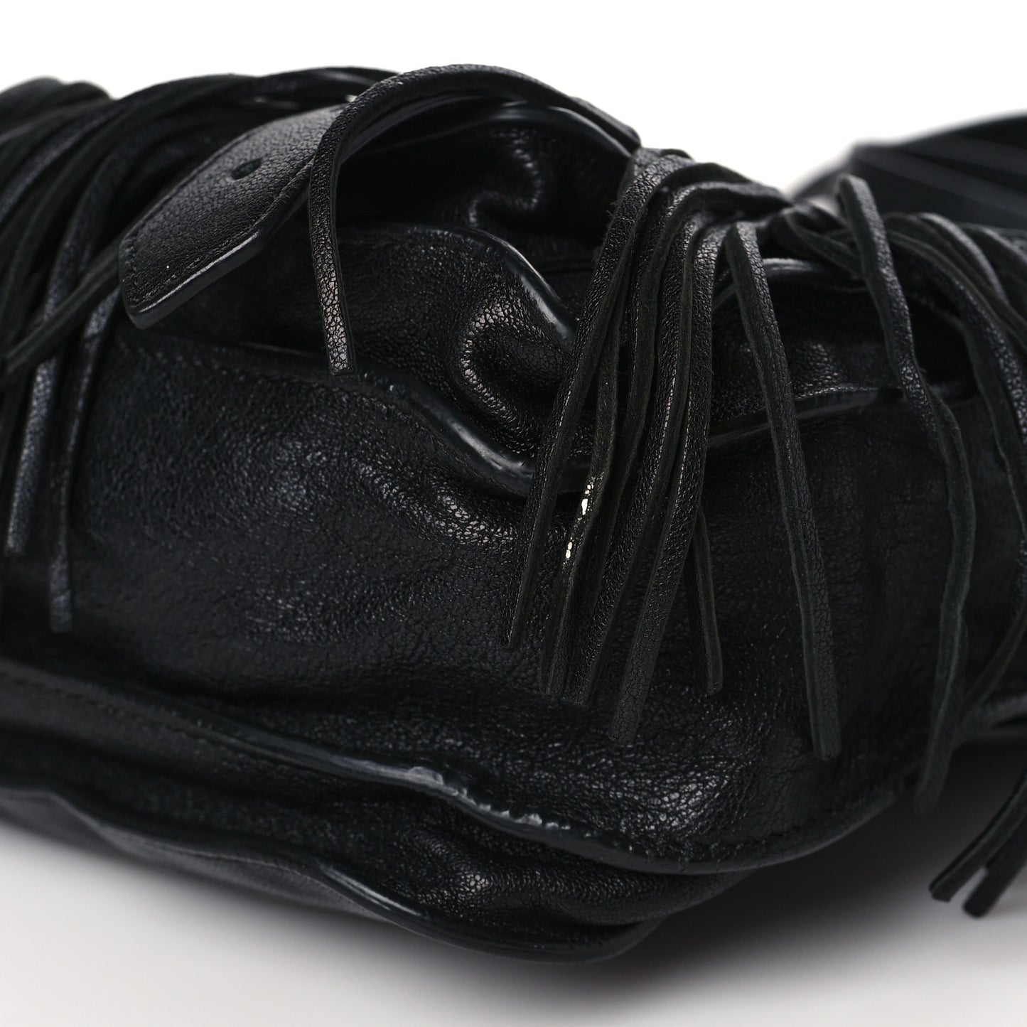Lambskin Fringe PS1 Crossbody Pouch Black