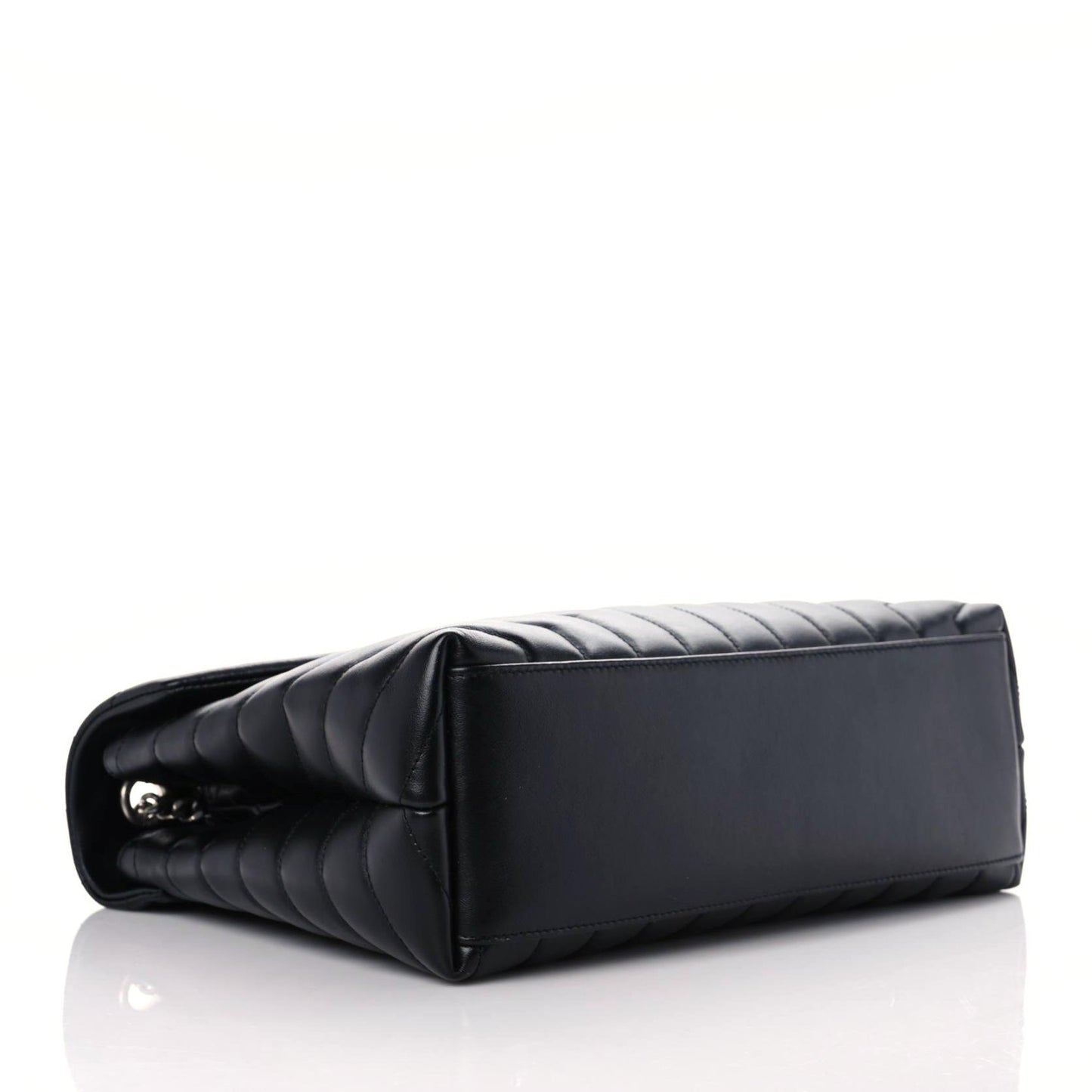 Calfskin Y Quilted Monogram Medium Loulou Chain Satchel Black