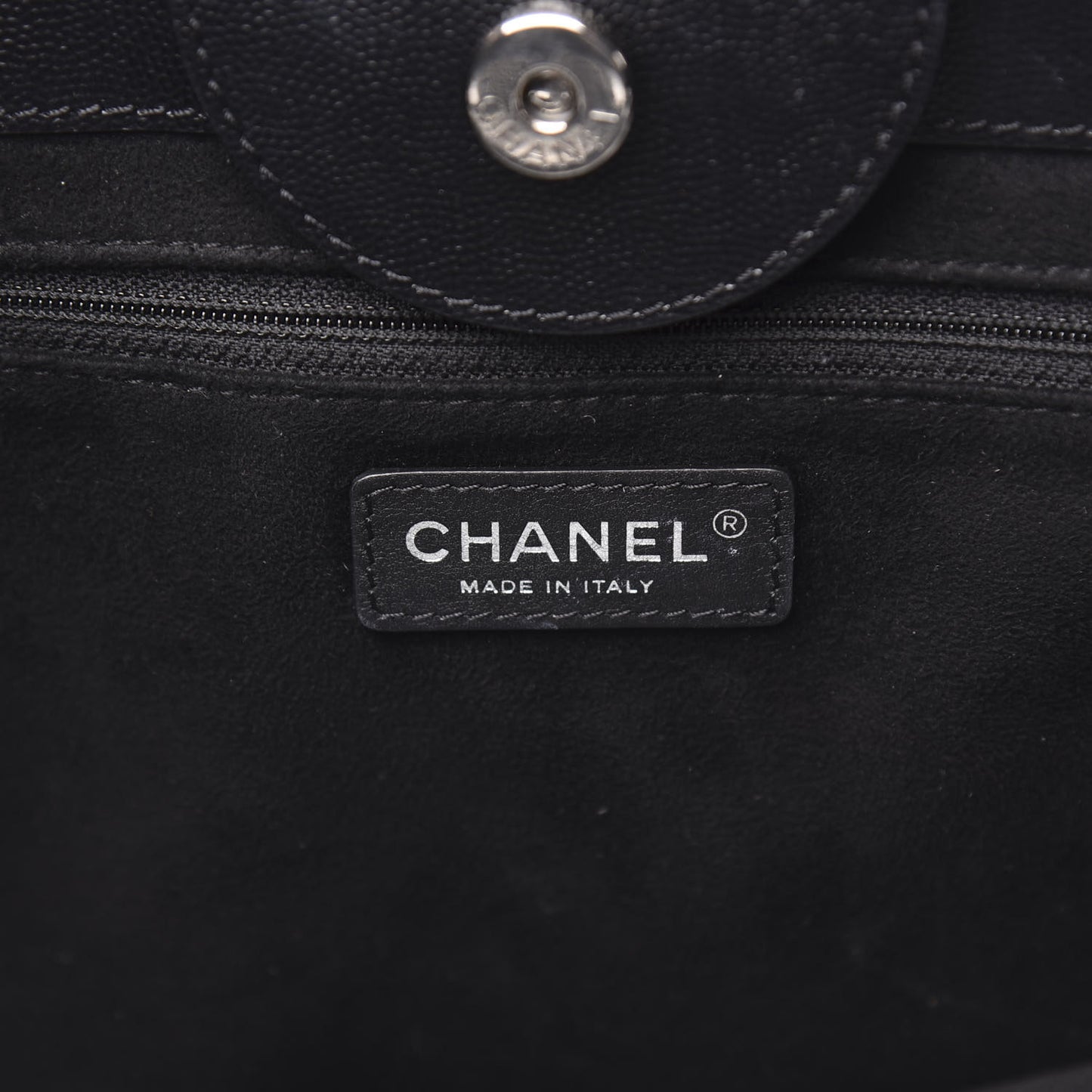 Caviar Medium Studded Deauville Tote Black