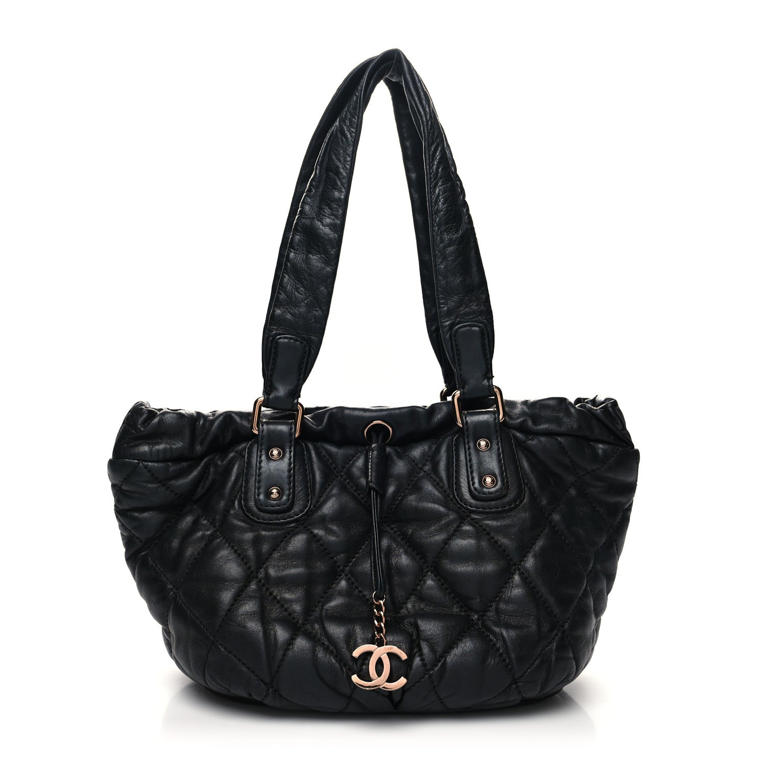Chanel Lambskin Quilted Cloudy Bundle East West Tote Black 1304767