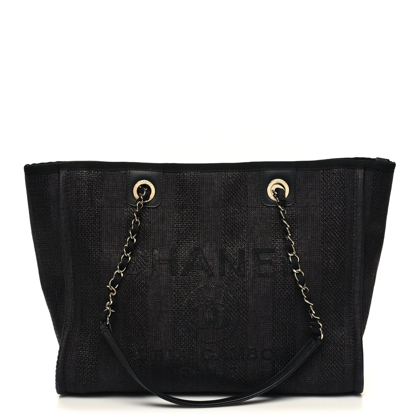 Mixed Fibers Striped Small Deauville Tote Black