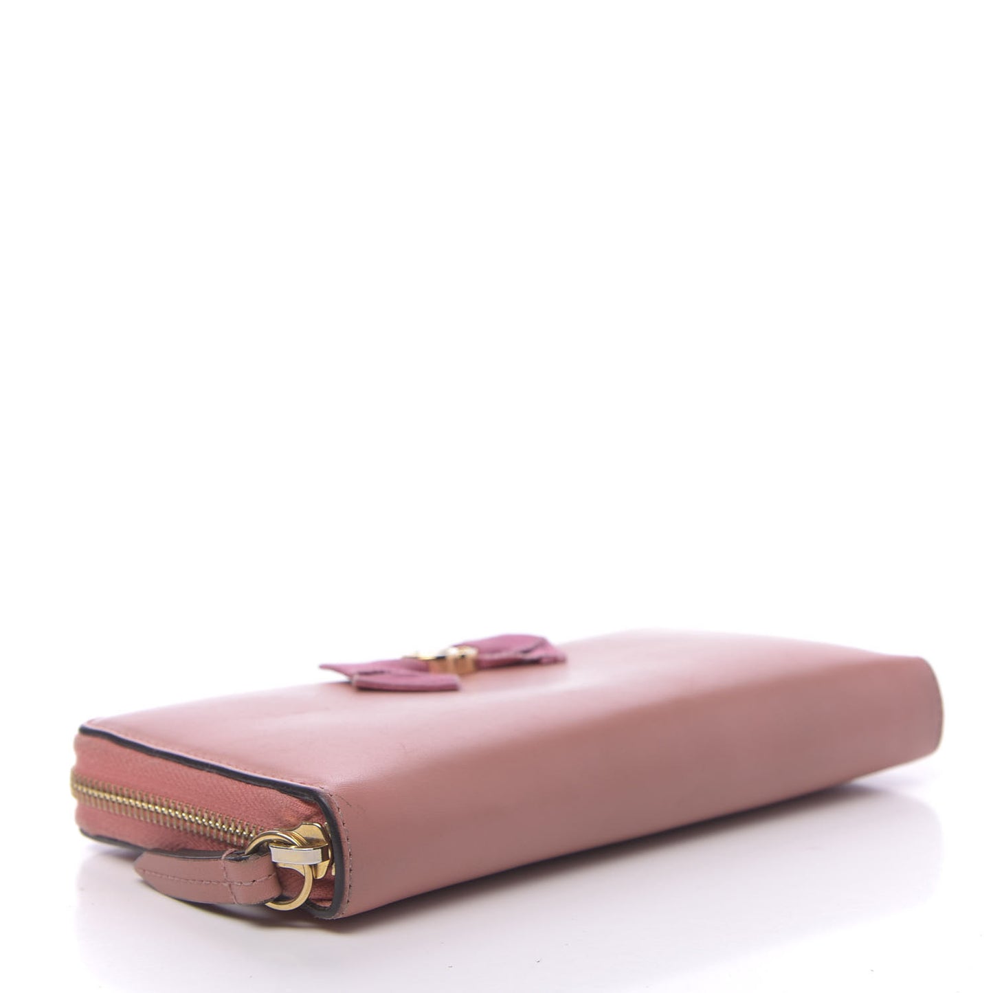 Lambskin GG Bow Zip Around Wallet Light Pink