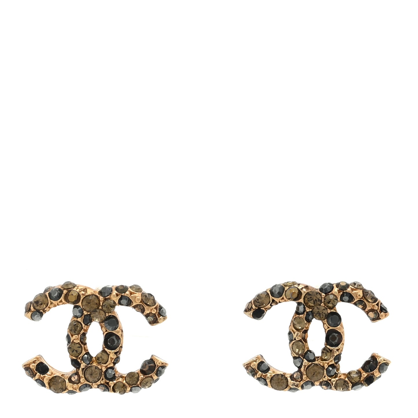 Crystal CC Earrings Black Gold