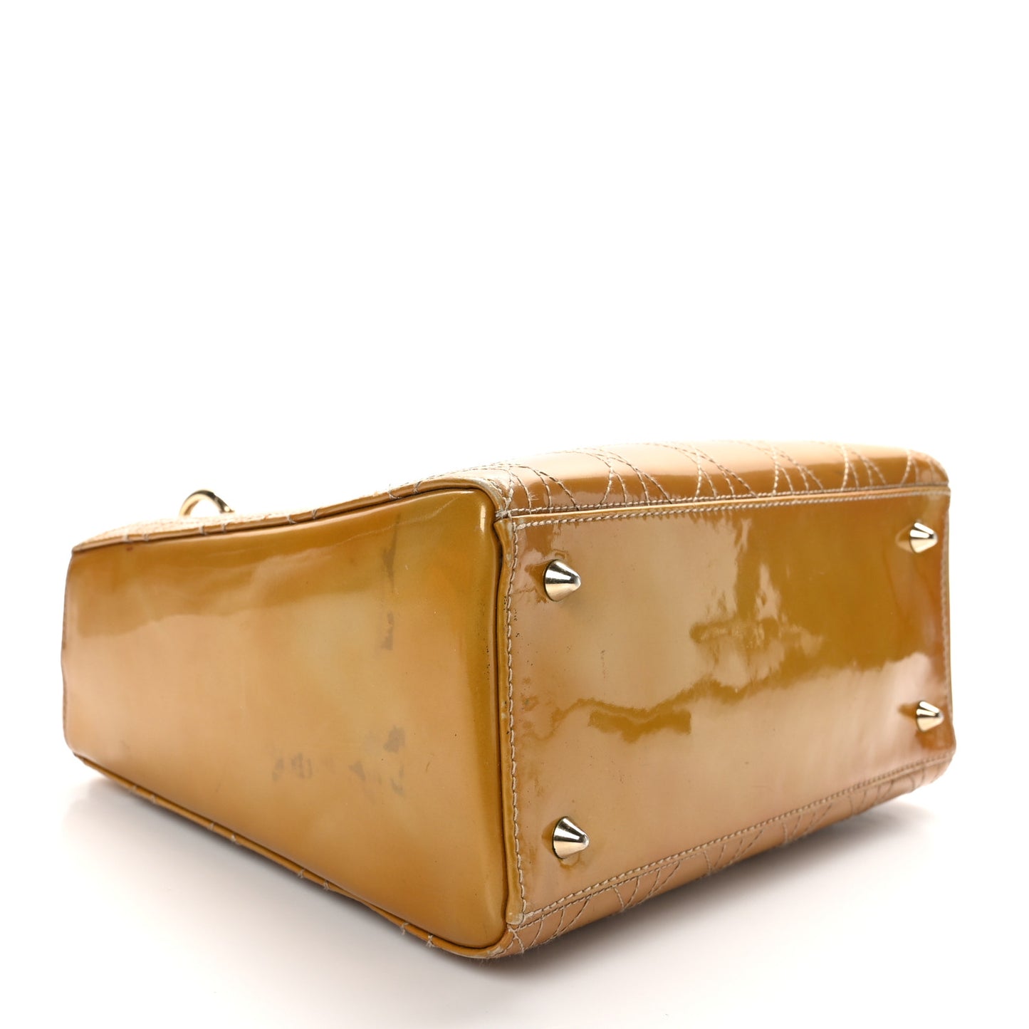 Patent Cannage Stitched Medium Lady Dior Dark Beige
