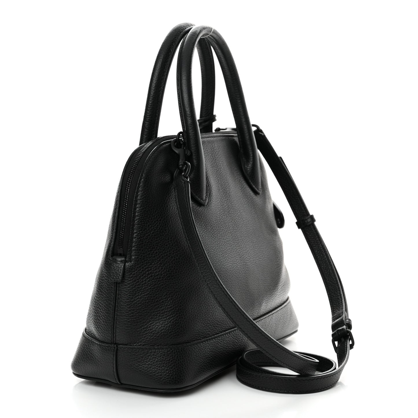 Supple Calfskin Rivet Small Ville Top Handle Bag Black