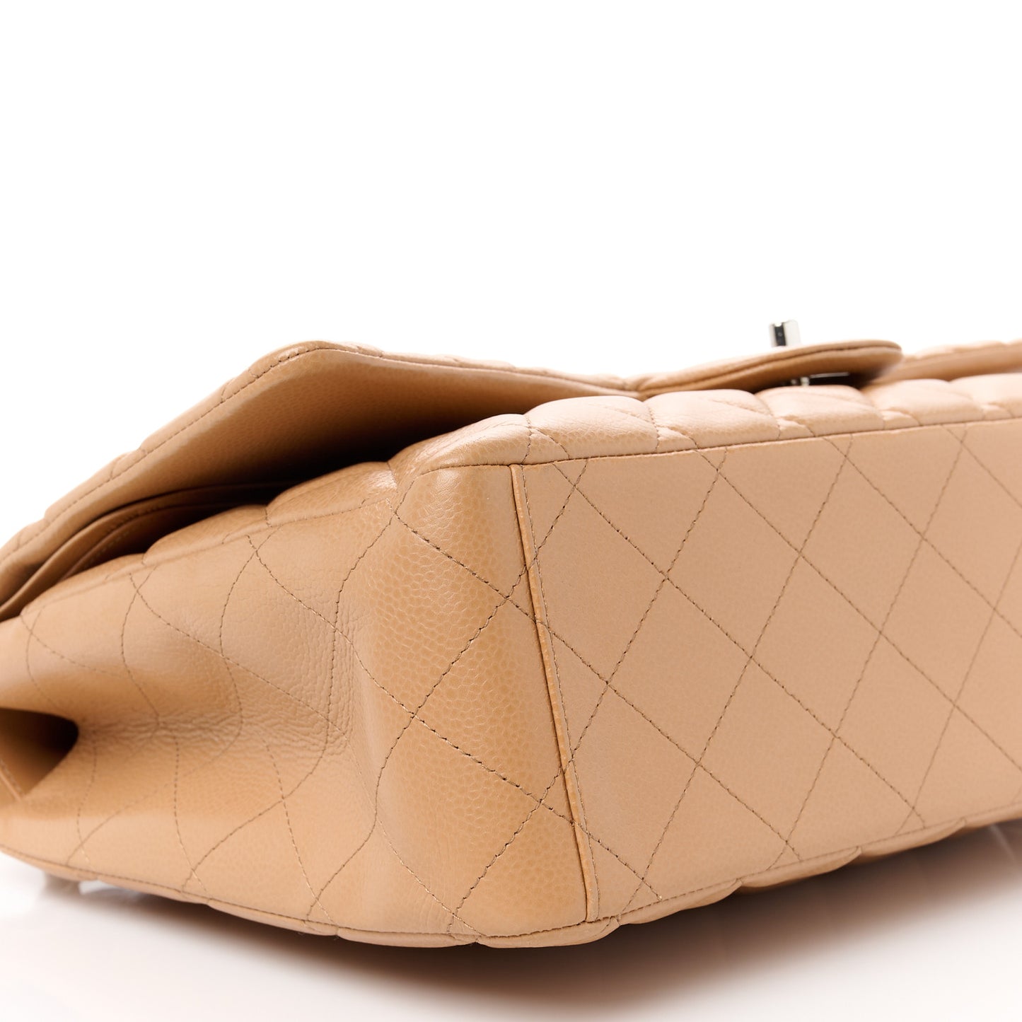 Caviar Quilted Maxi Double Flap Dark Beige