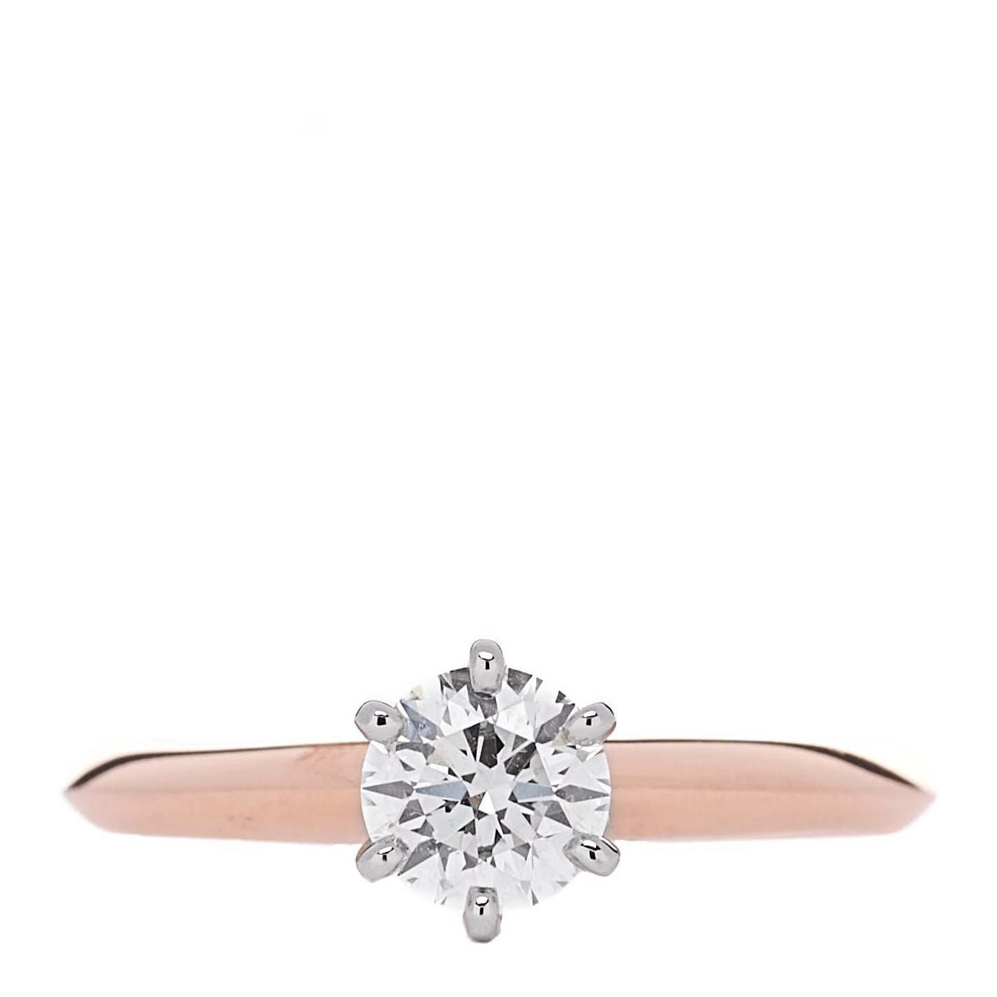 18K Rose Gold Platinum Diamond .44ct Solitaire Engagement Ring 45 3.25