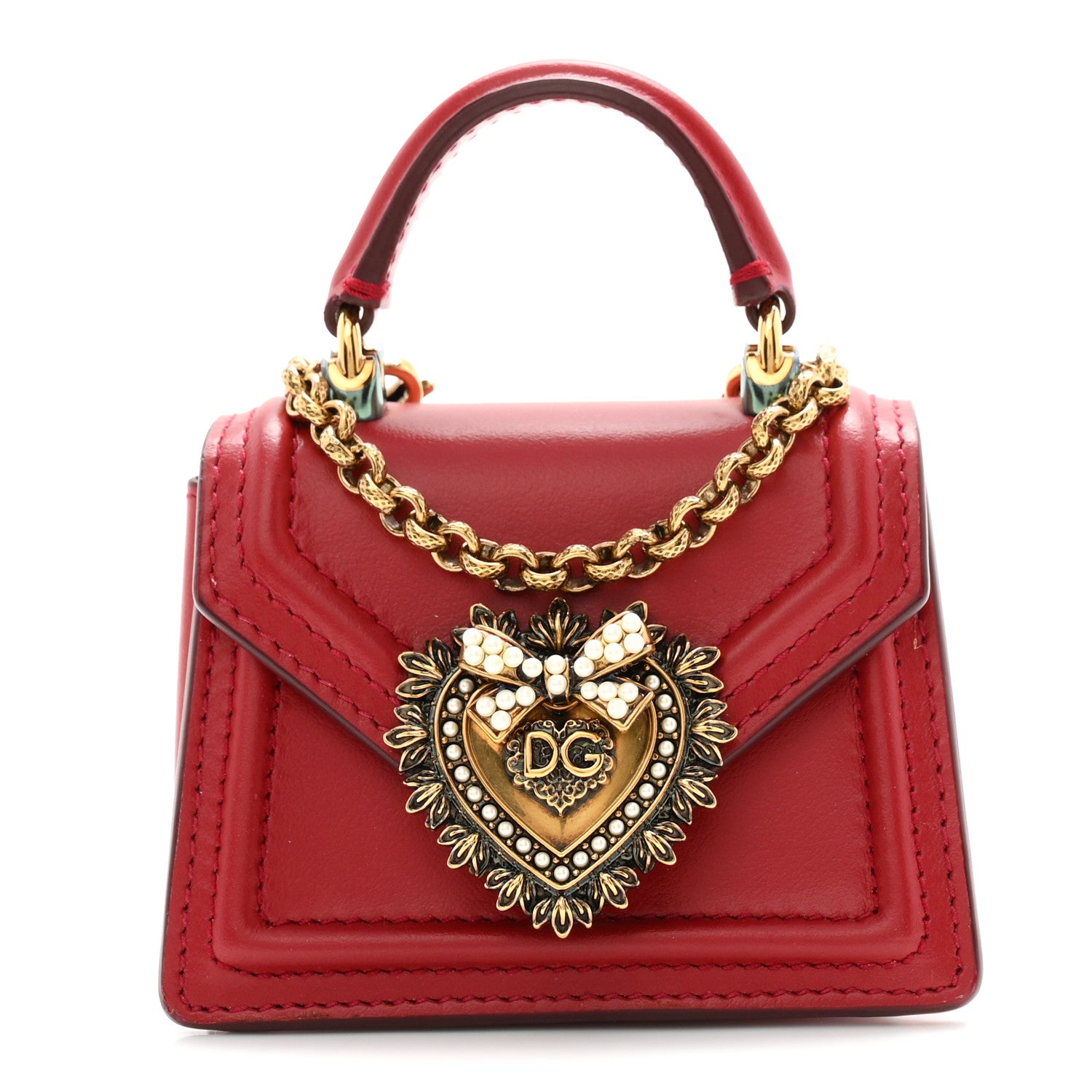 Dolce & Gabbana Nappa Micro Devotion Envelope Top Handle Bag Red