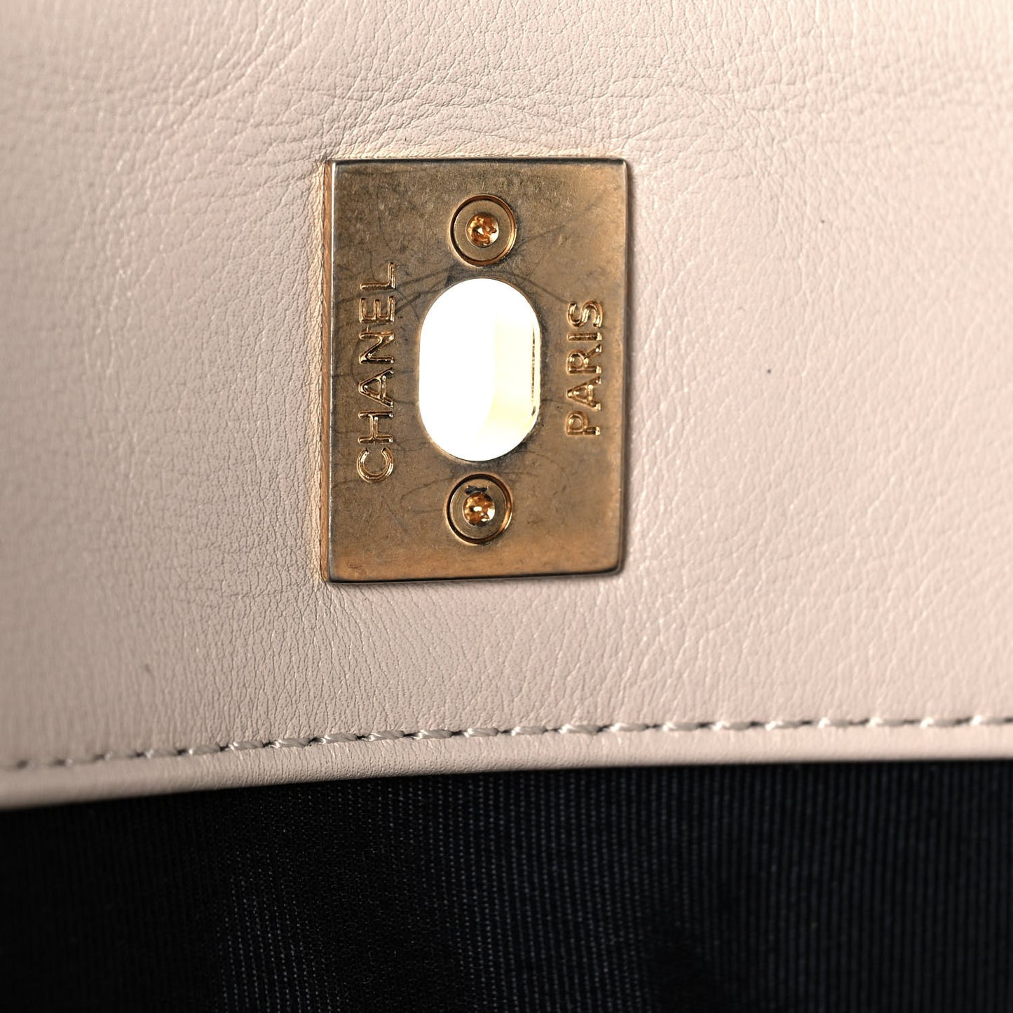 Calfskin Stitched Large Button Up Hobo Ivory Black