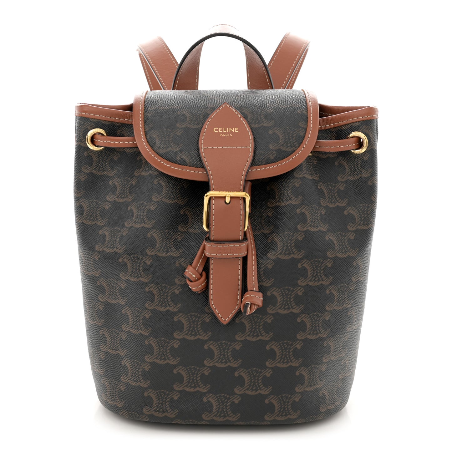 Triomphe Canvas Calfskin Mini Folco Backpack Tan