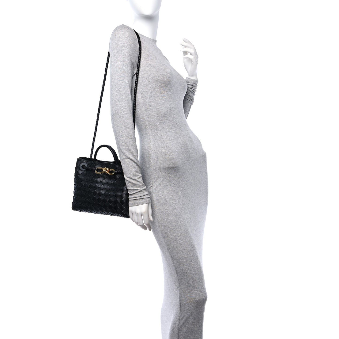 Nappa Intrecciato Small Andiamo Shoulder Bag Black
