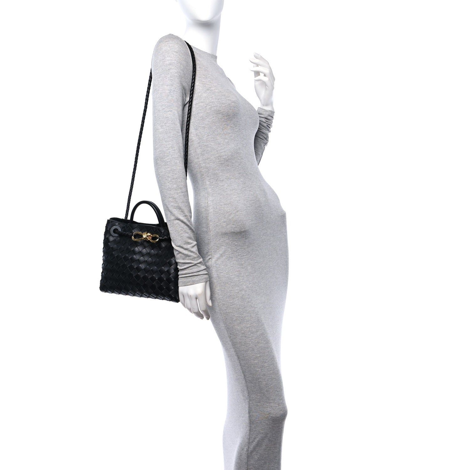 Bottega Veneta Nappa Intrecciato Small Andiamo Shoulder Bag Black 2 of 12