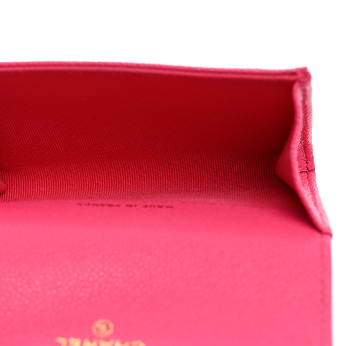 Caviar Quilted Flap Card Holder Wallet Fuchsia