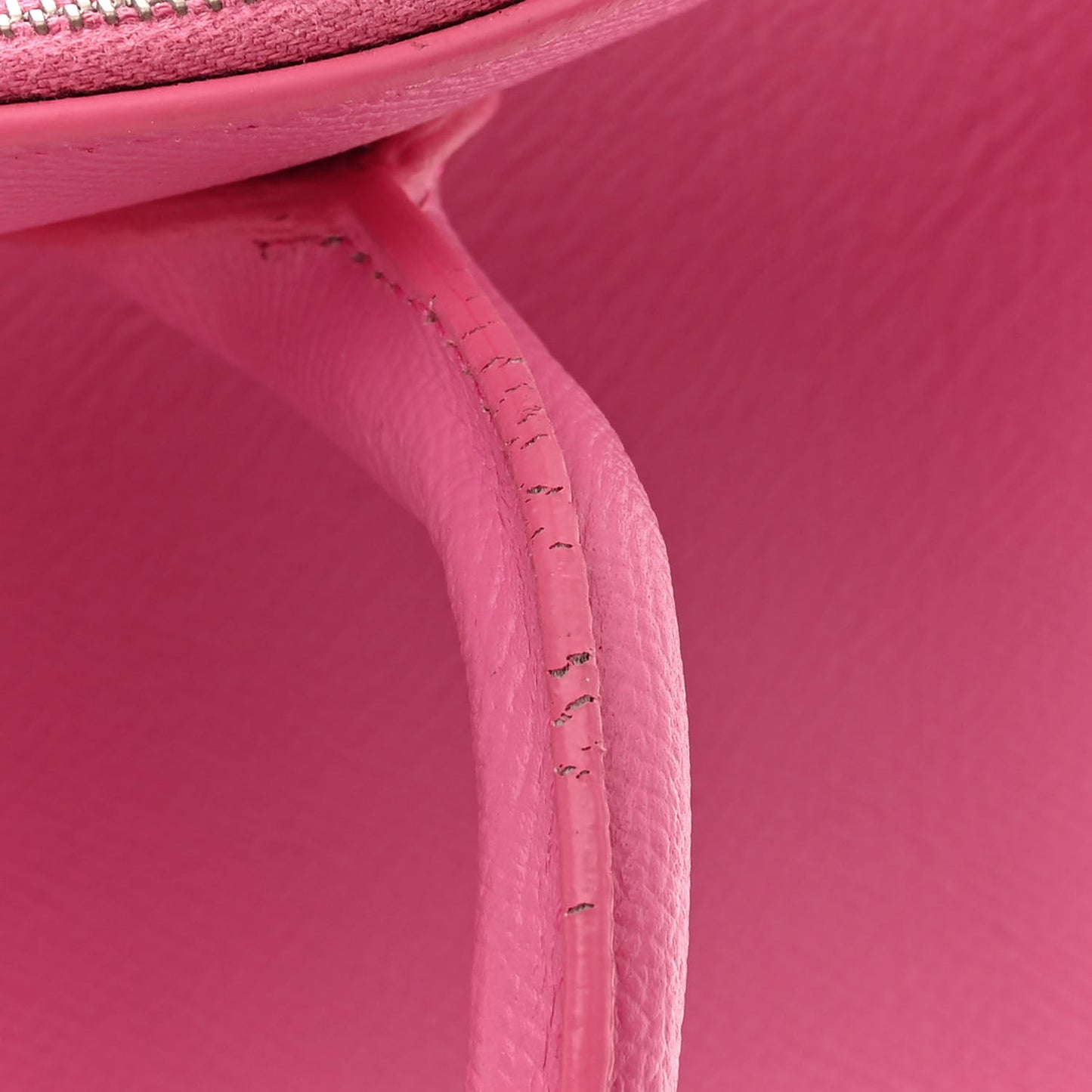 Signature Grained Calfskin Logo M Ville Top Handle Bag Rose Bubblegum Black