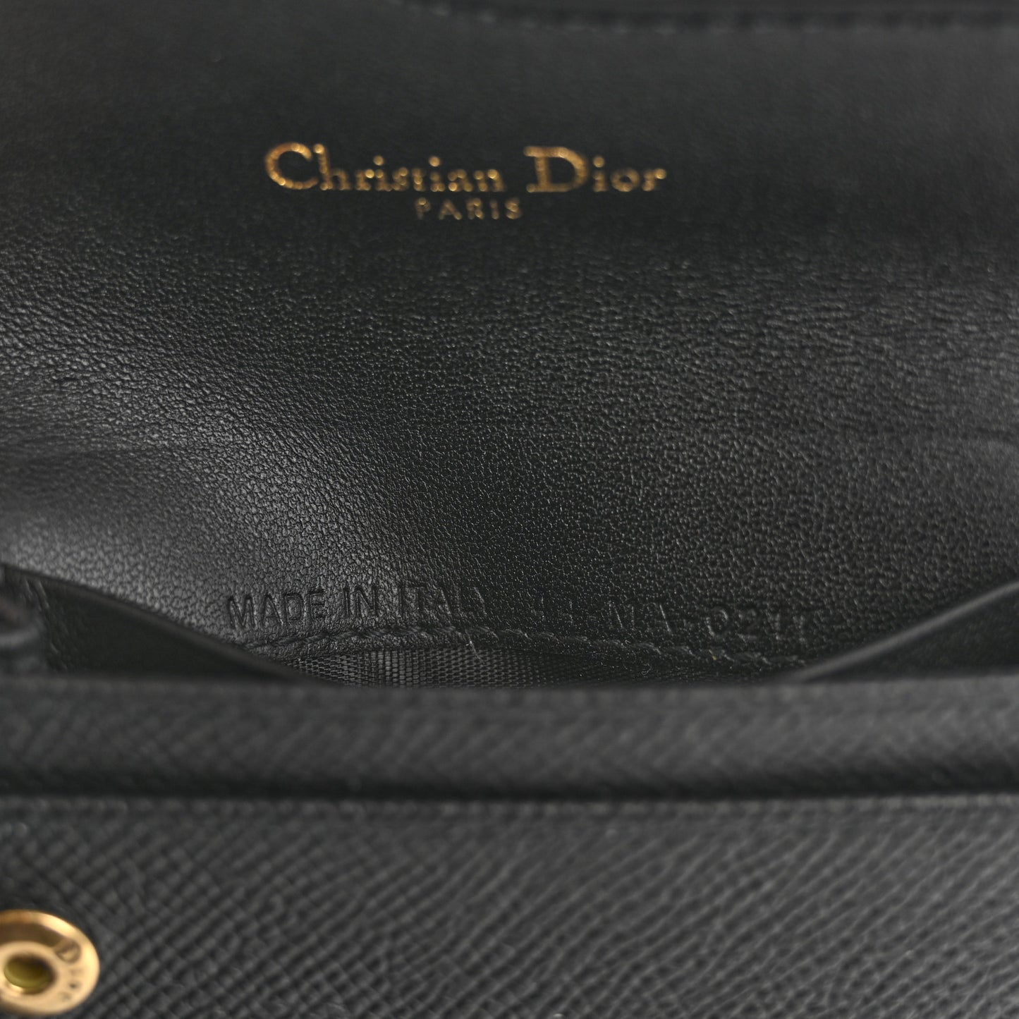 Grained Calfskin Saddle Card Holder Black