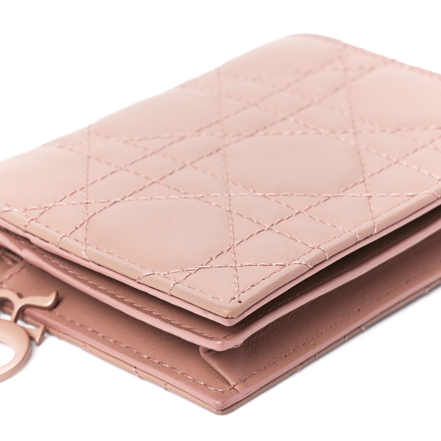 Ultra Matte Calfskin Cannage Mini Lady Dior Wallet Fard