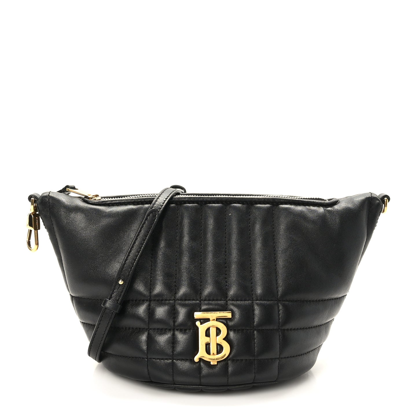 Lambskin Quilted Small Crescent Lola Bag Black