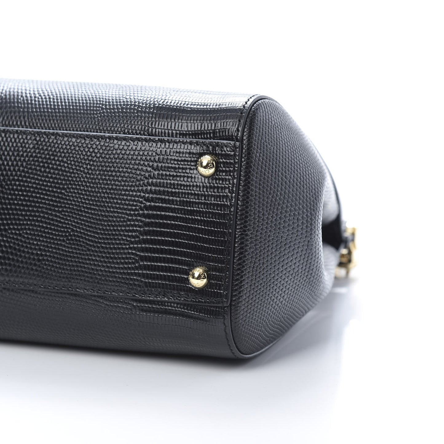 Iguana Calfskin Embossed Medium Miss Sicily Satchel Black