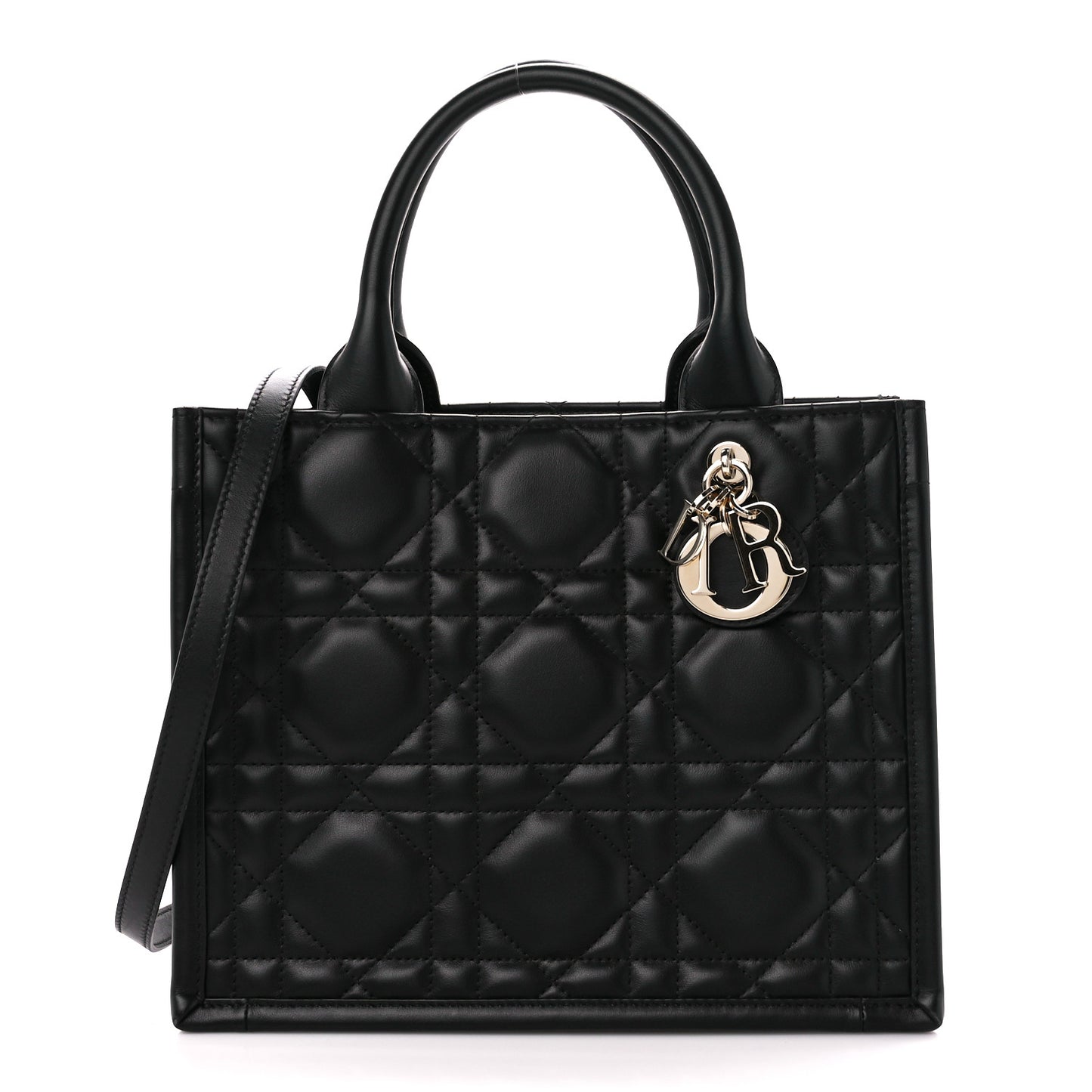 Calfskin Cannage Small Book Tote Black