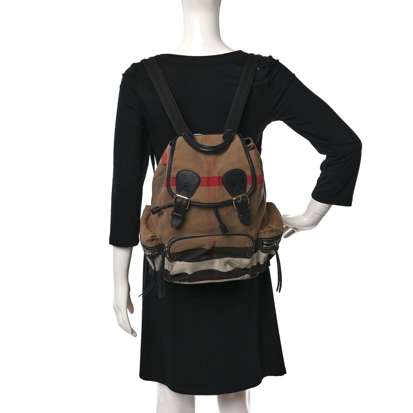 Canvas Mega Check Medium Rucksack Backpack Black