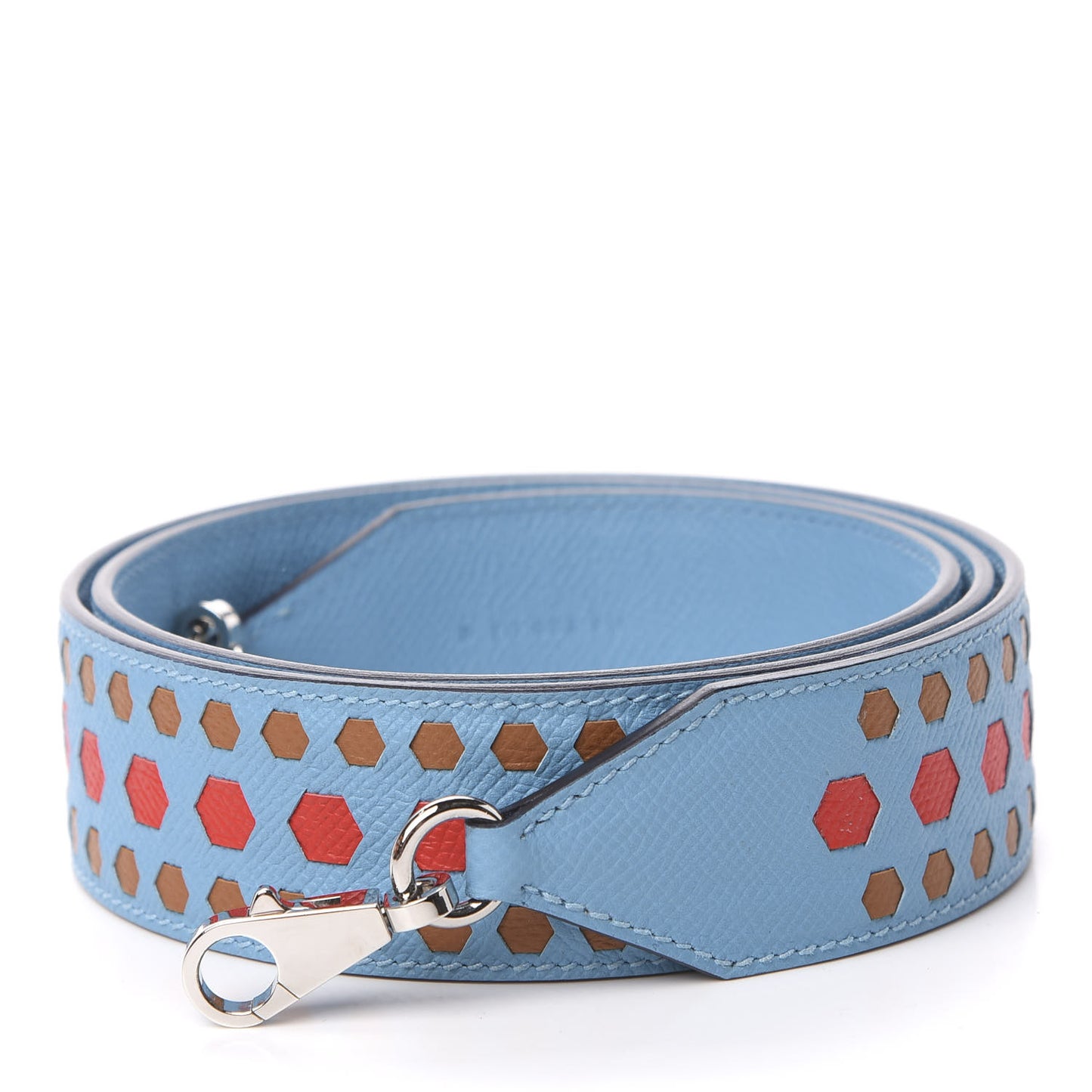 Epsom 40mm Hexagone Tressage Shoulder Strap Bleu De Nord Rouge De Coeur Gold
