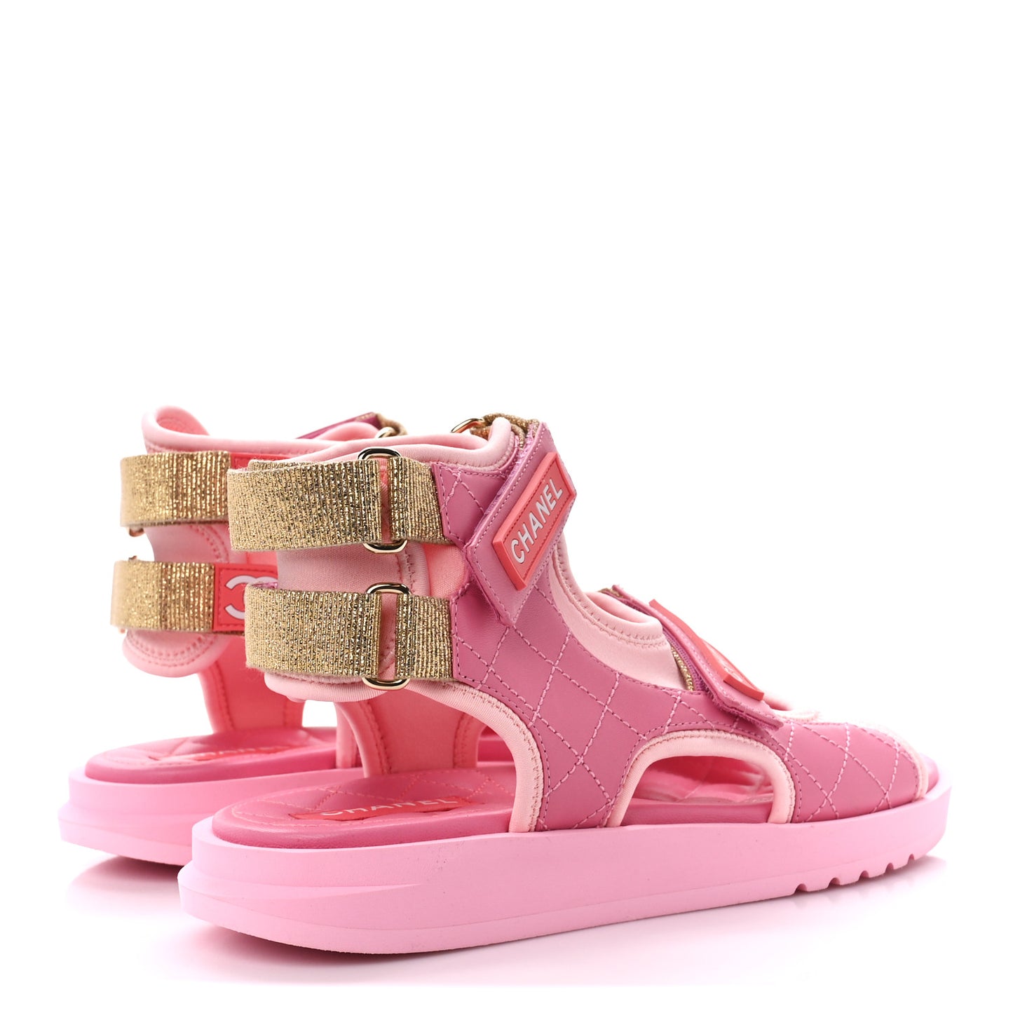 Goatskin Fabric Gladiator Sandals 37.5 Pink