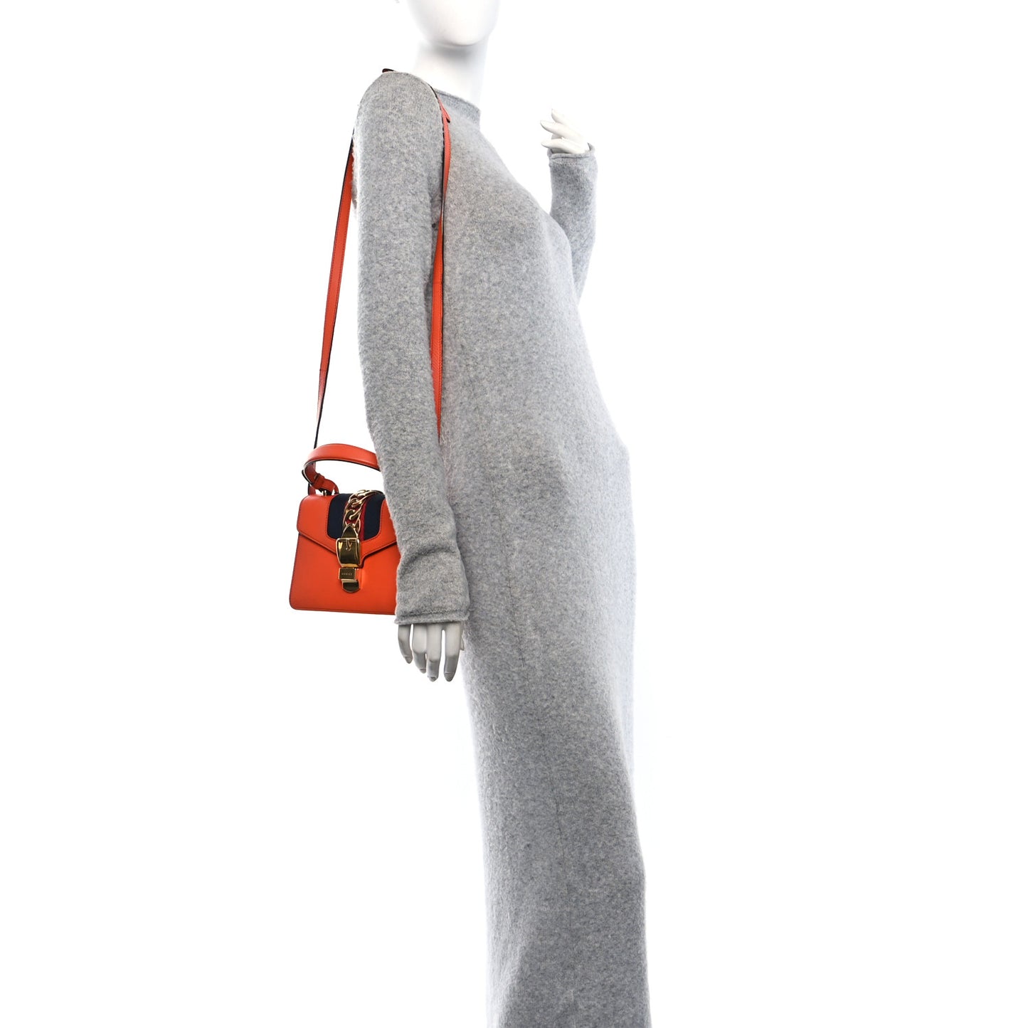 Vitello Fontanella Web Mini Sylvie Top Handle Bag Orange