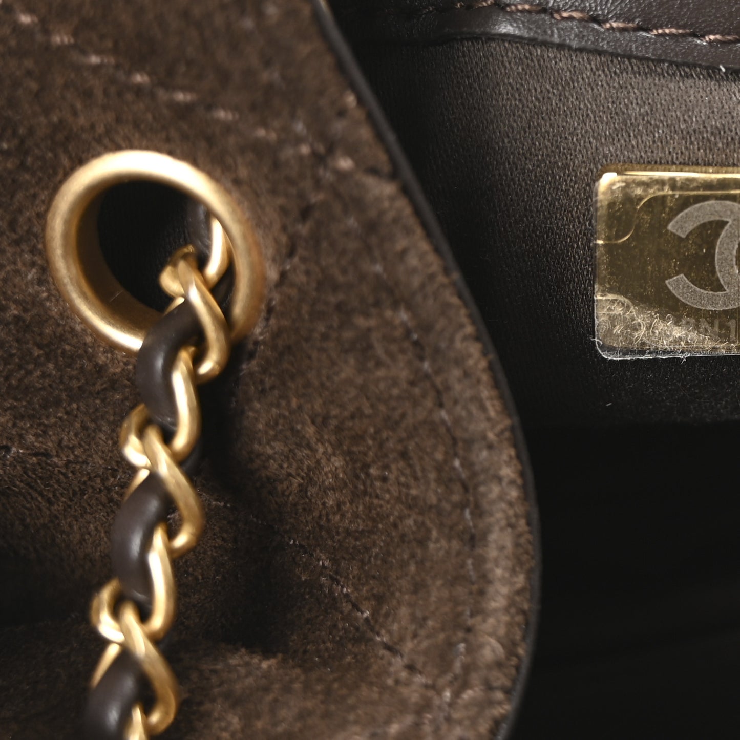 Suede Quilted Small Chanel 25 Handbag Dark Brown