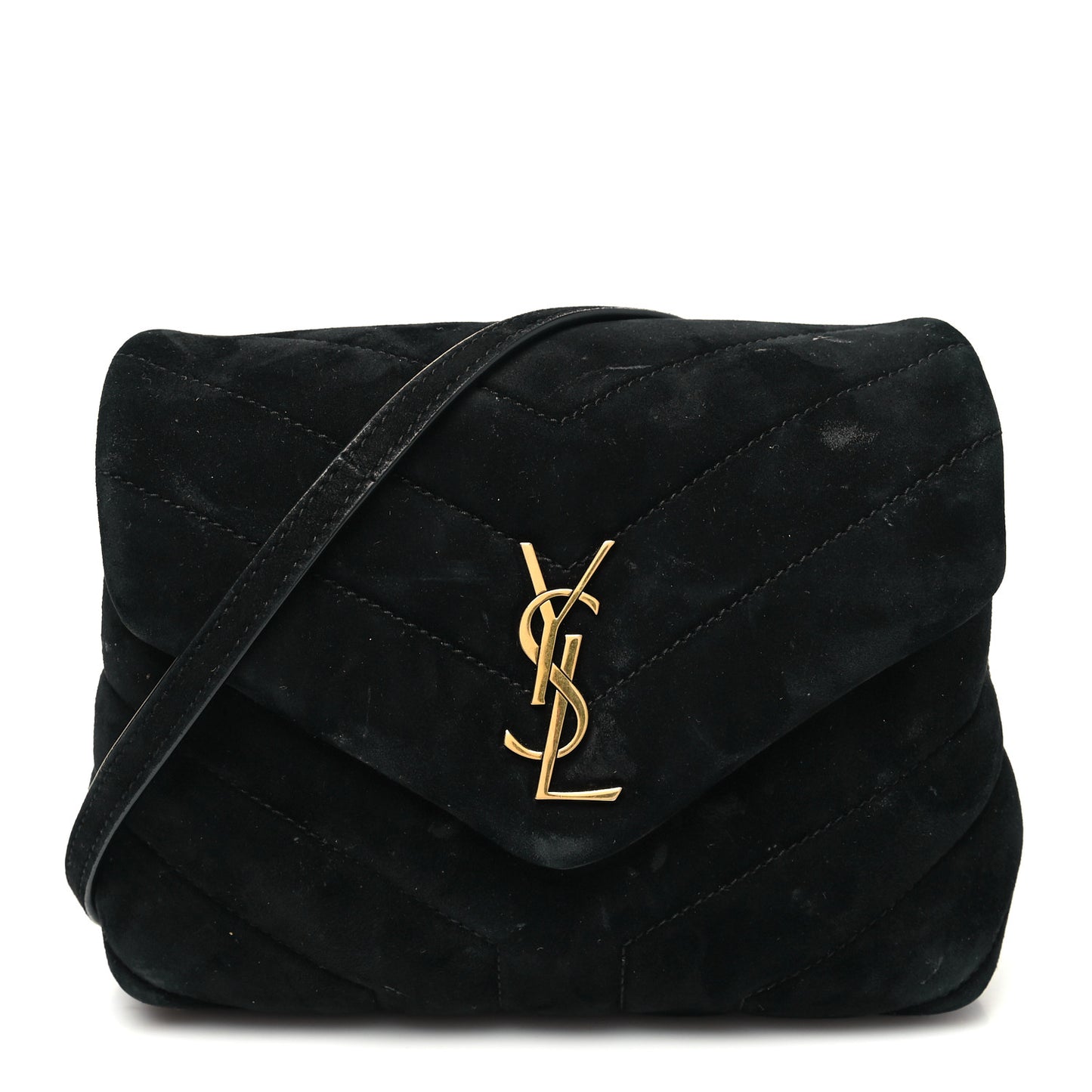 Suede Y Quilted Monogram Toy Loulou Crossbody Bag Black