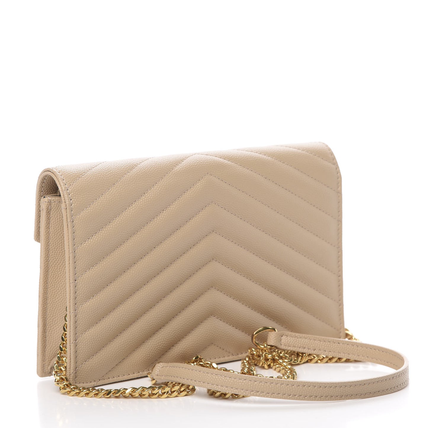 Grain De Poudre Matelasse Chevron Monogram Envelope Chain Wallet Nude Powder