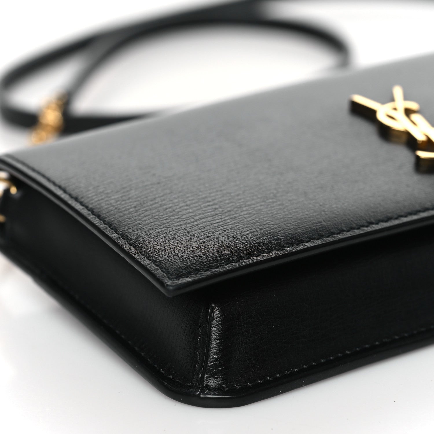 Saint Laurent Grained Calfskin Monogram Phone Holder Crossbody Black 8 of 9