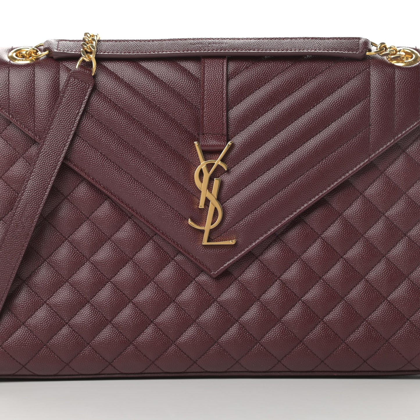 Grain De Poudre Mixed Matelasse Large Triquilt Monogram Satchel Rouge Legion