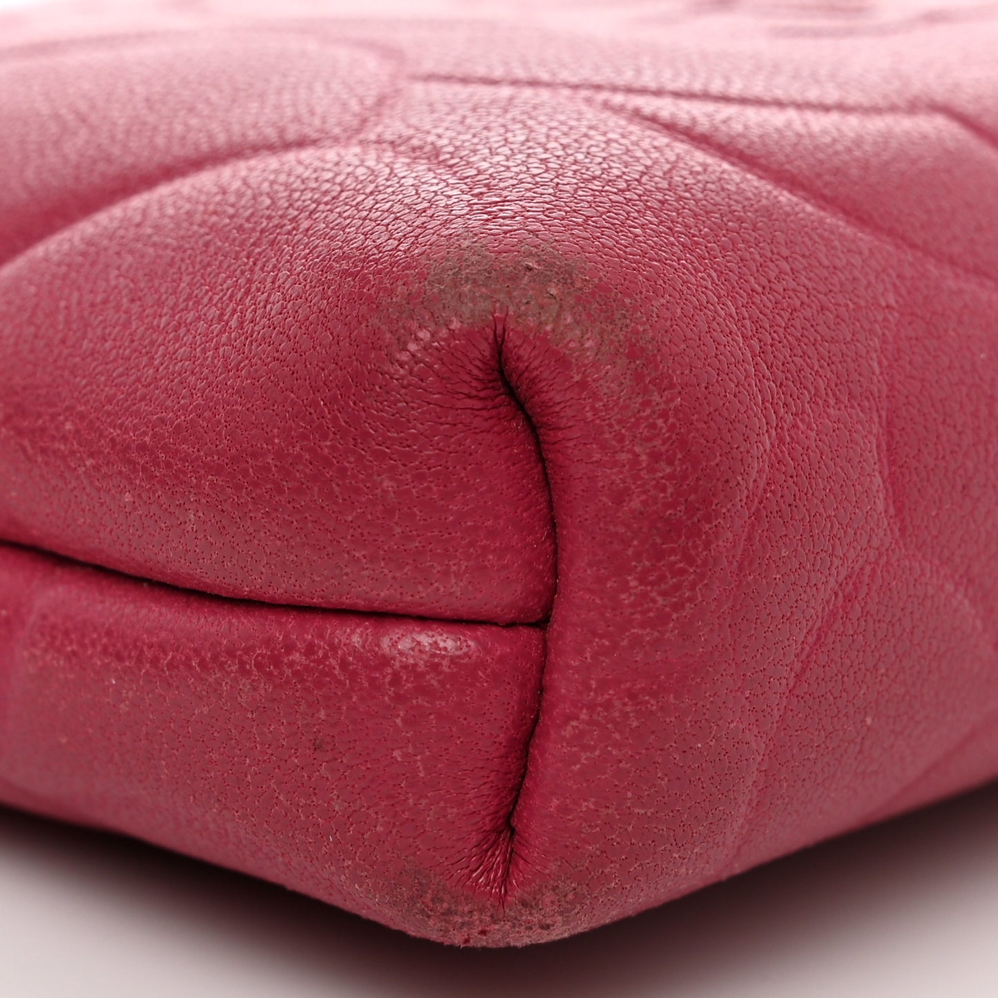 Lambskin Camellia Embossed Key Holder Case Fuchsia