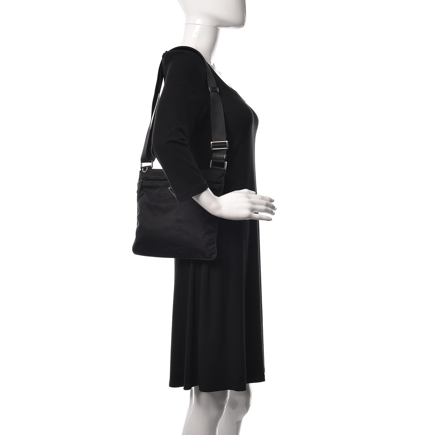 Nylon Vela Flat Messenger Bag Black