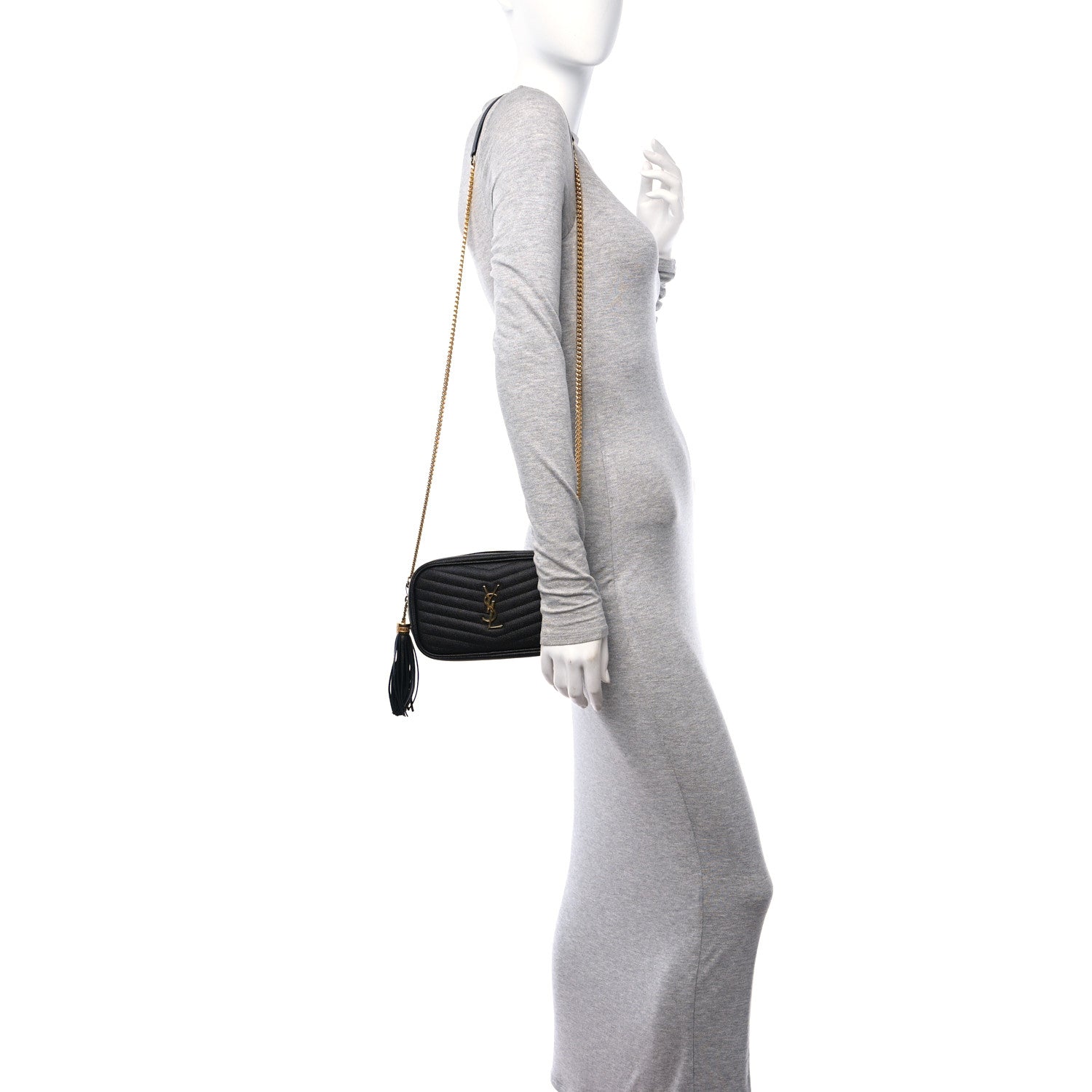 Saint Laurent Grain De Poudre Matelasse Monogram Mini Lou Camera Bag Black 2 of 11