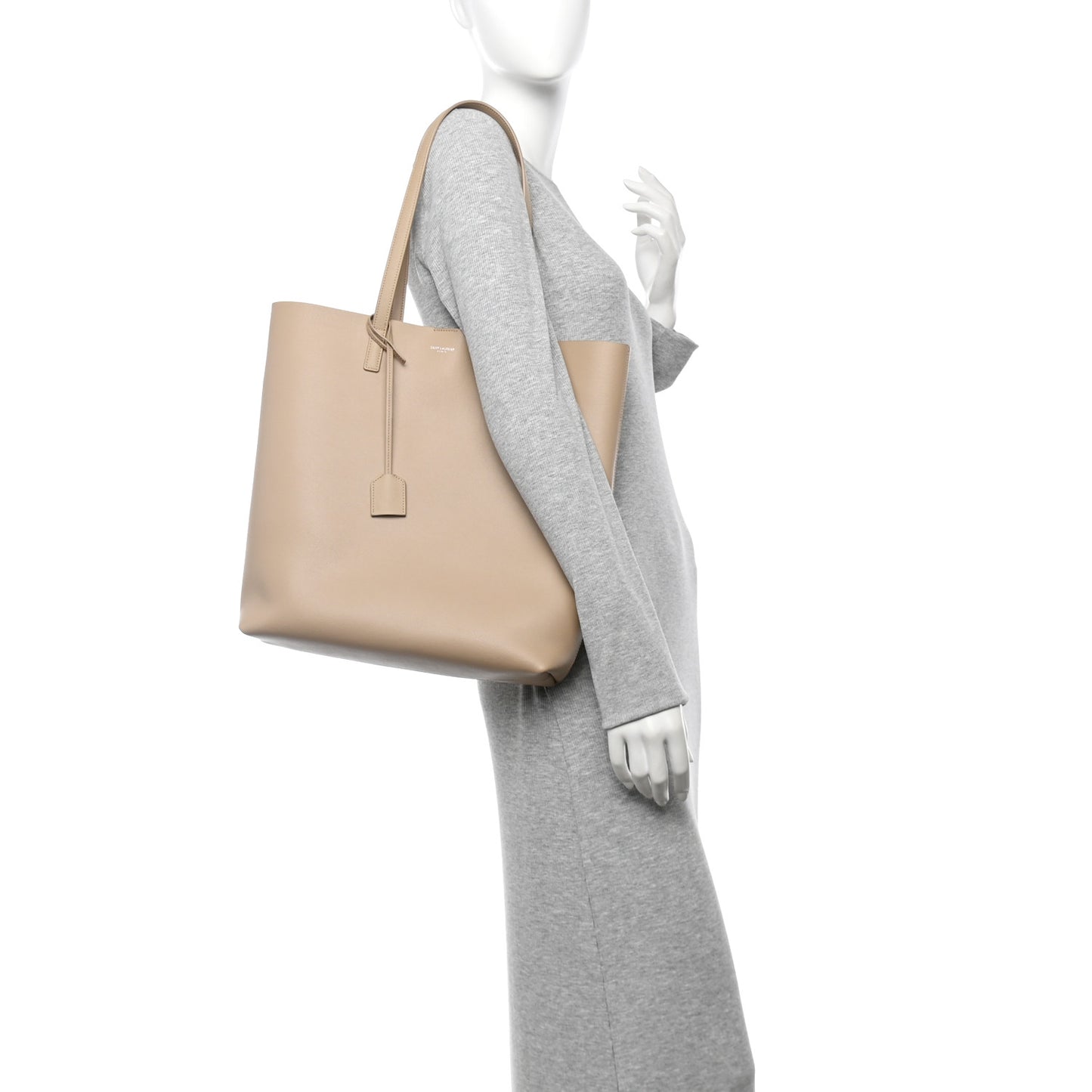 Calfskin North-South Shopping Tote Dark Beige