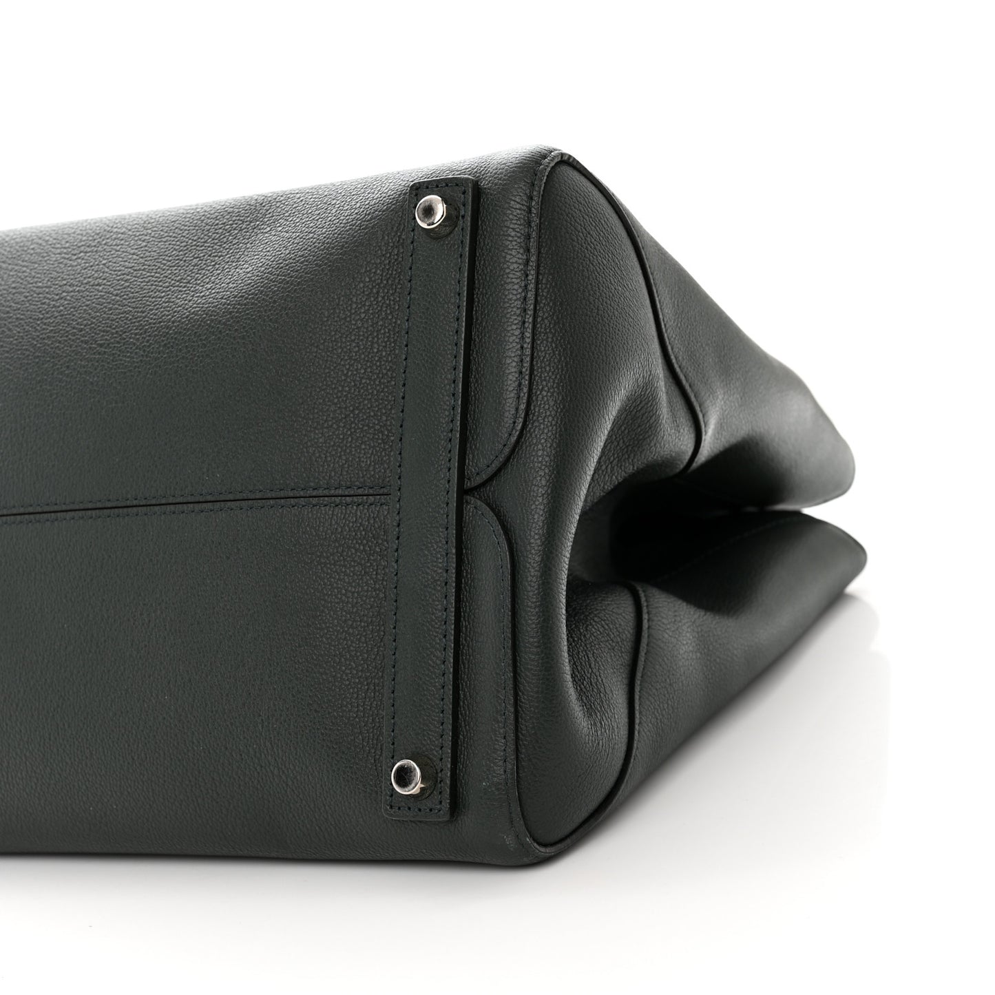 Supple Grained Calfskin Large Open Bar Tote Green